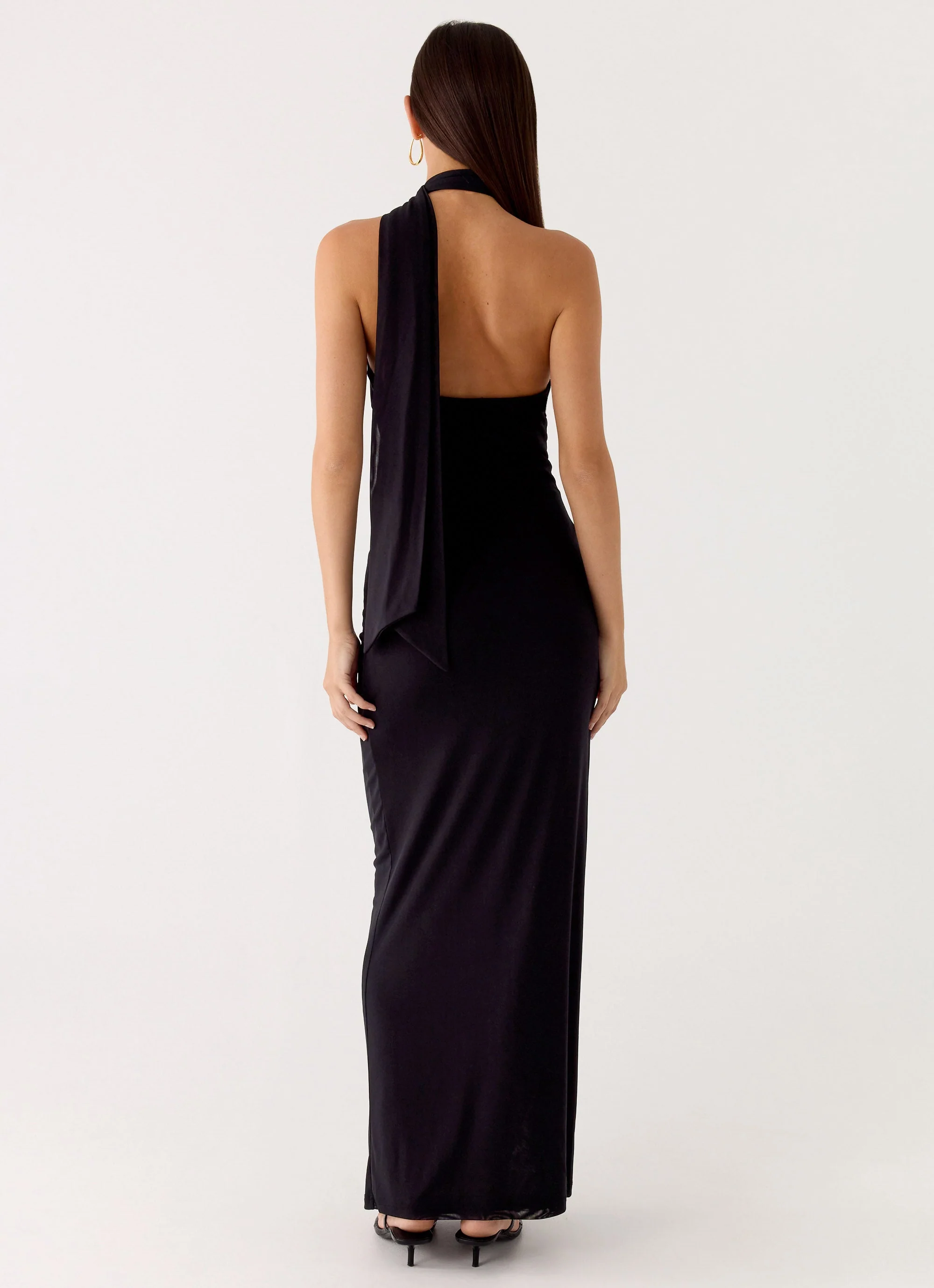 Velvet Vacation Scarf Maxi Dress - Black - luluinthesky