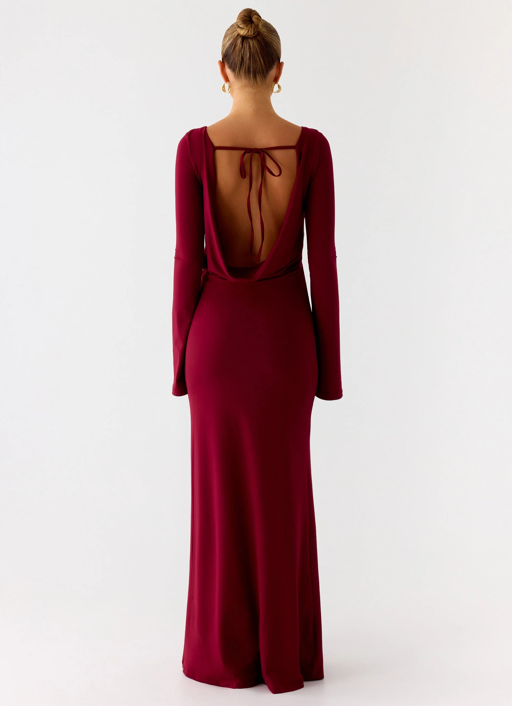 Elmont Long Sleeve Maxi Dress - Dark Cherry - luluinthesky