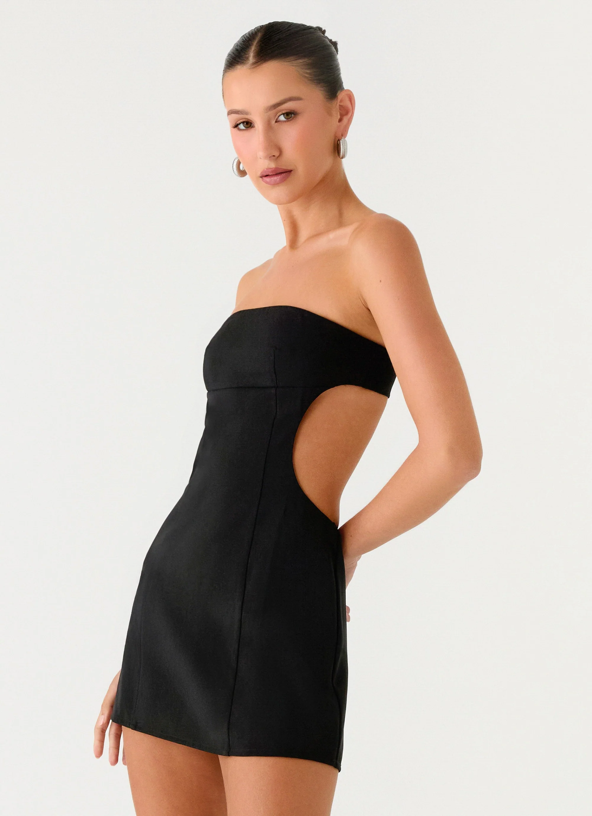 Antalya Strapless Mini Dress - Black - luluinthesky