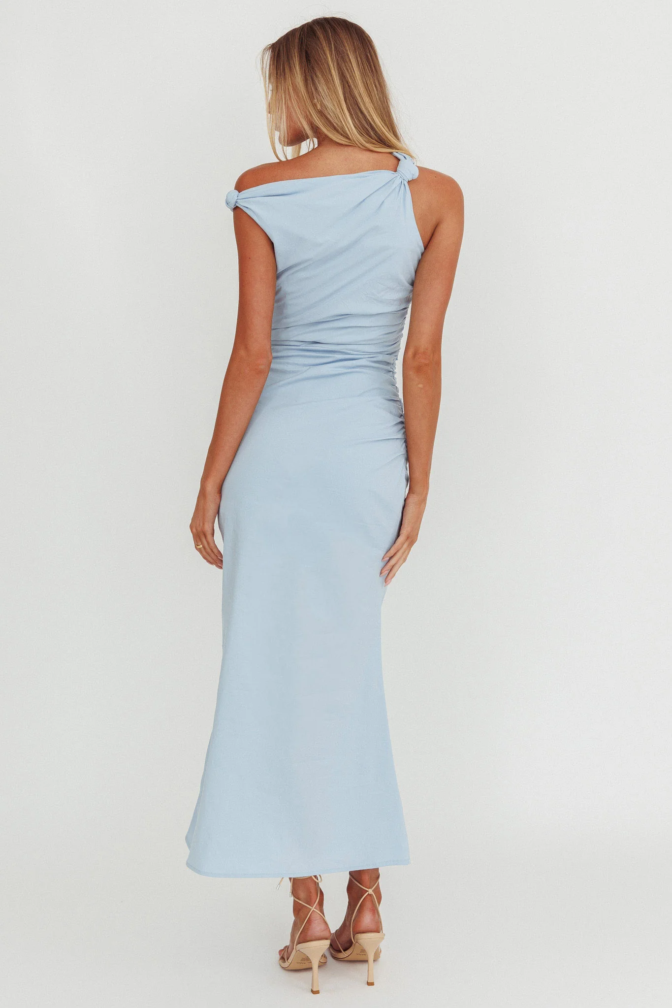 Angel's Song Asymmetric Neckline Maxi Dress Blue - luluinthesky