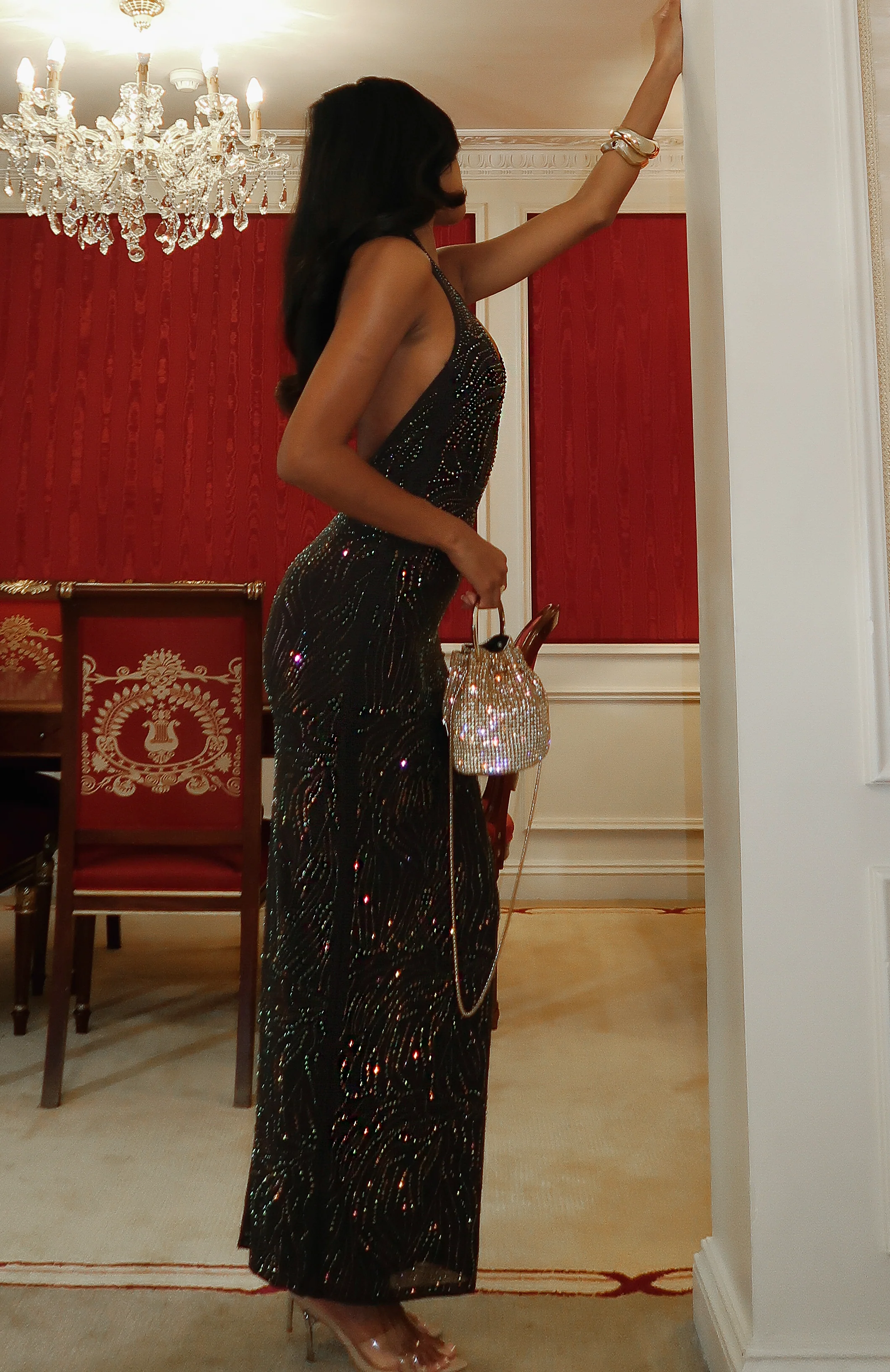 Burning Glance Embellished Maxi Dress Chocolate - luluinthesky