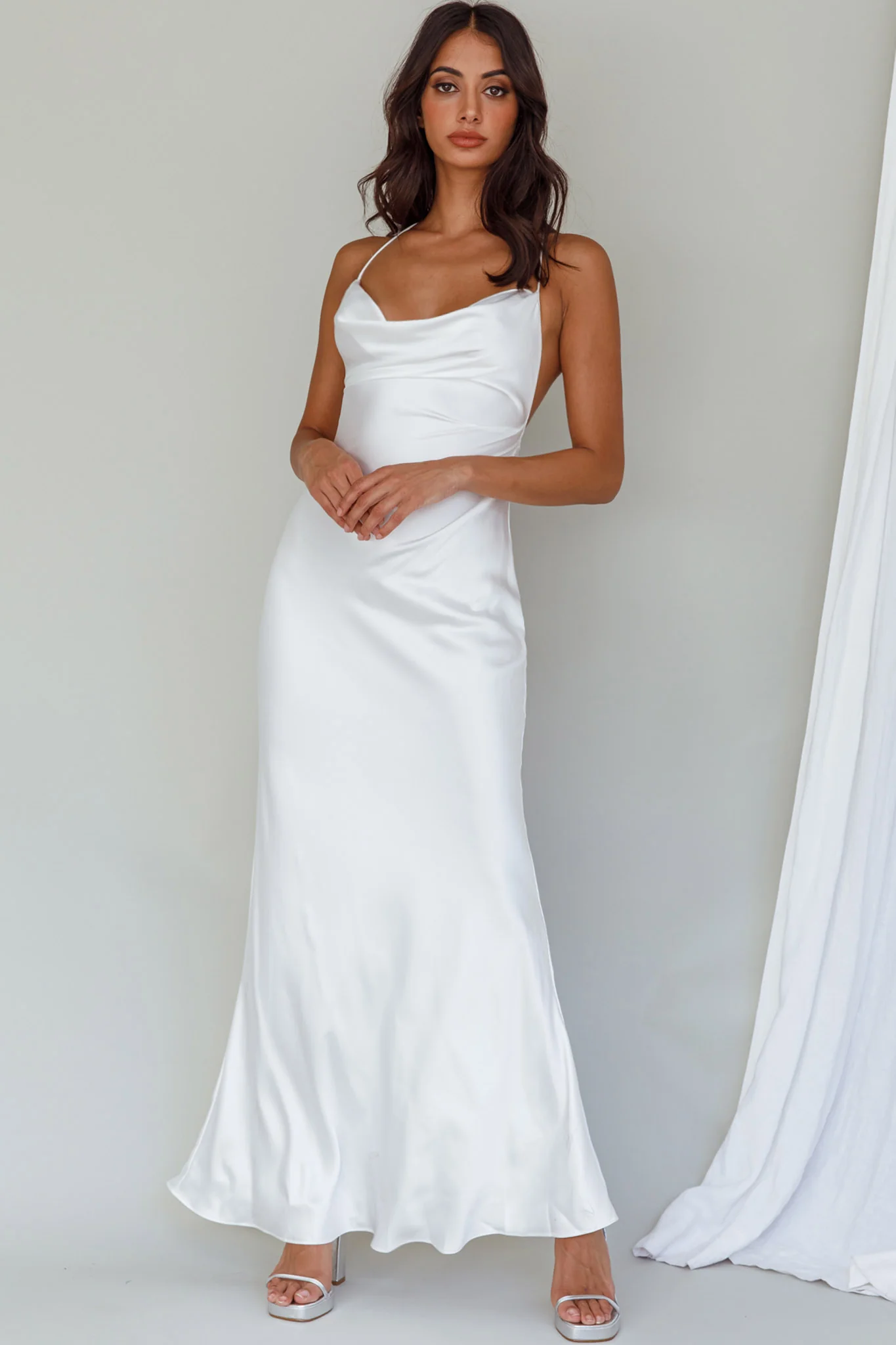 Palma Low Back Strappy Maxi Dress White - luluinthesky