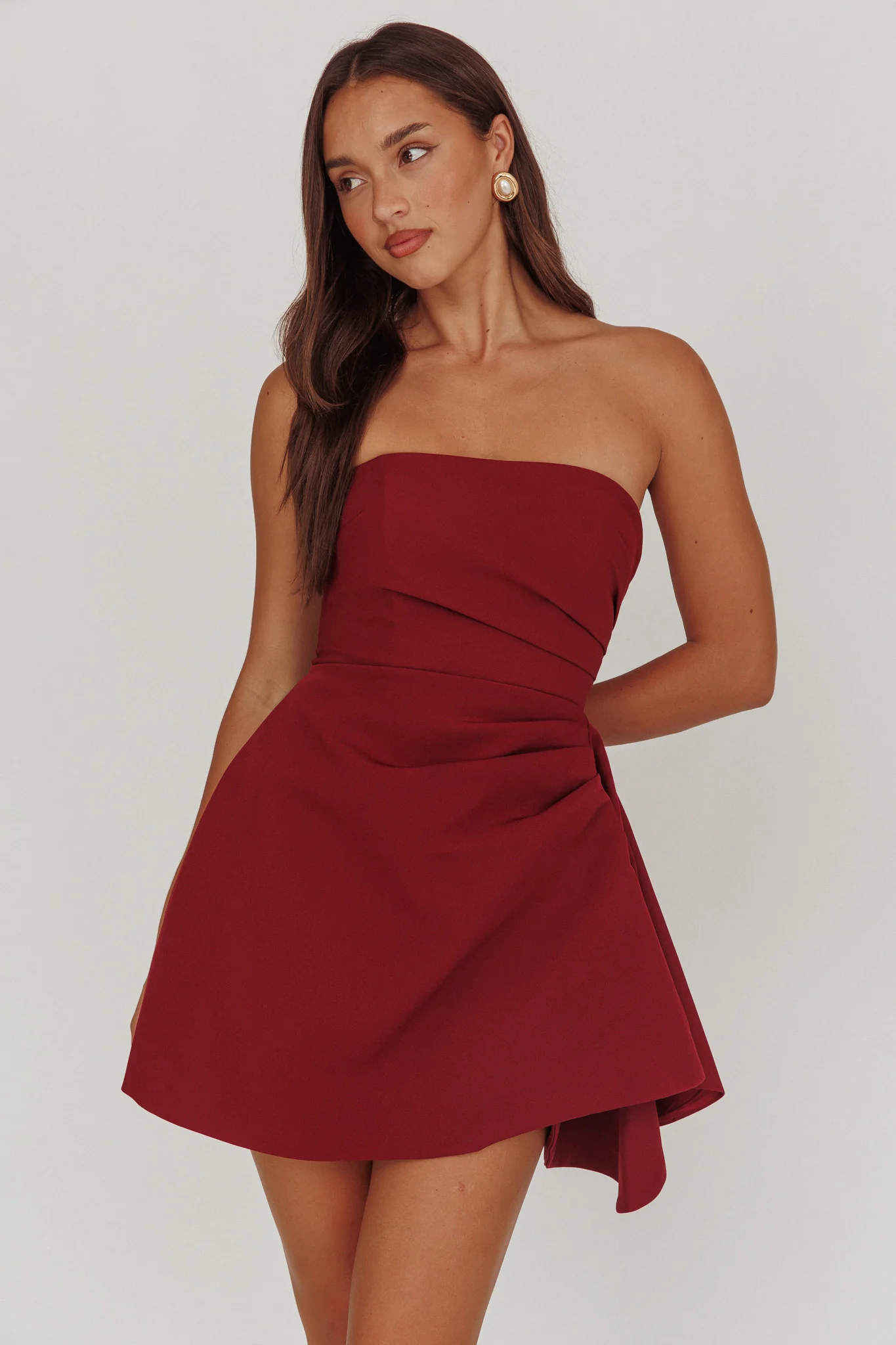 Minnesota Strapless Mini Dress Wine - luluinthesky