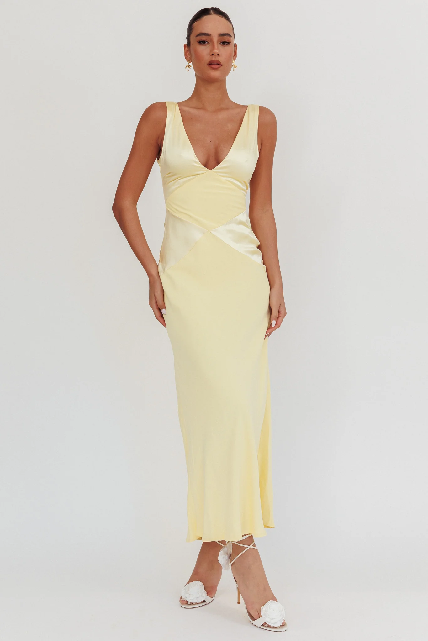 Soul Fire V-Neck Maxi Dress Butter - luluinthesky
