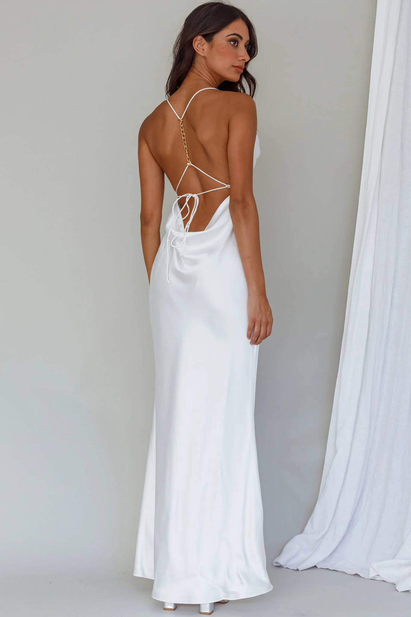 Palma Low Back Strappy Maxi Dress White - luluinthesky