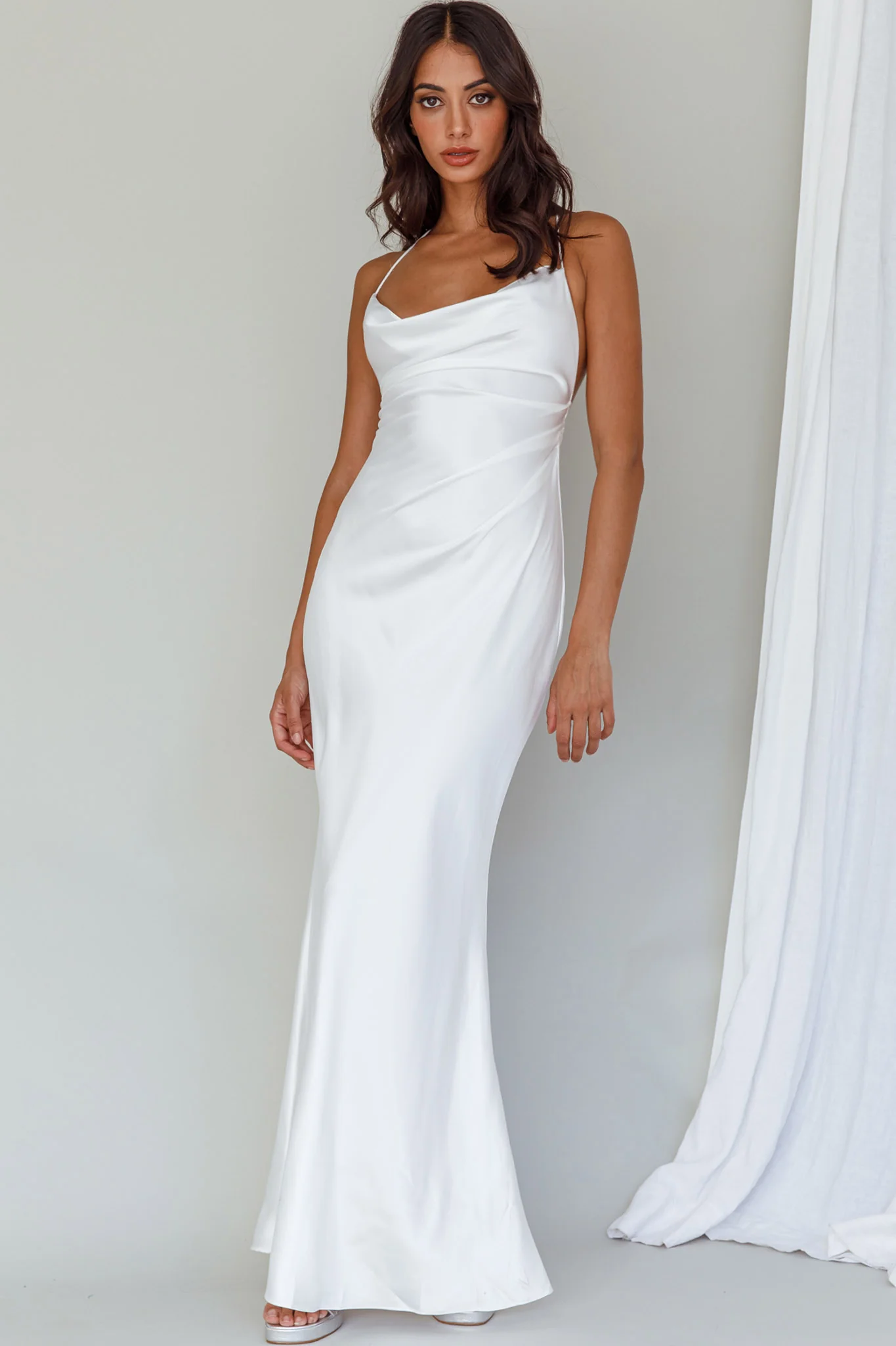 Palma Low Back Strappy Maxi Dress White - luluinthesky