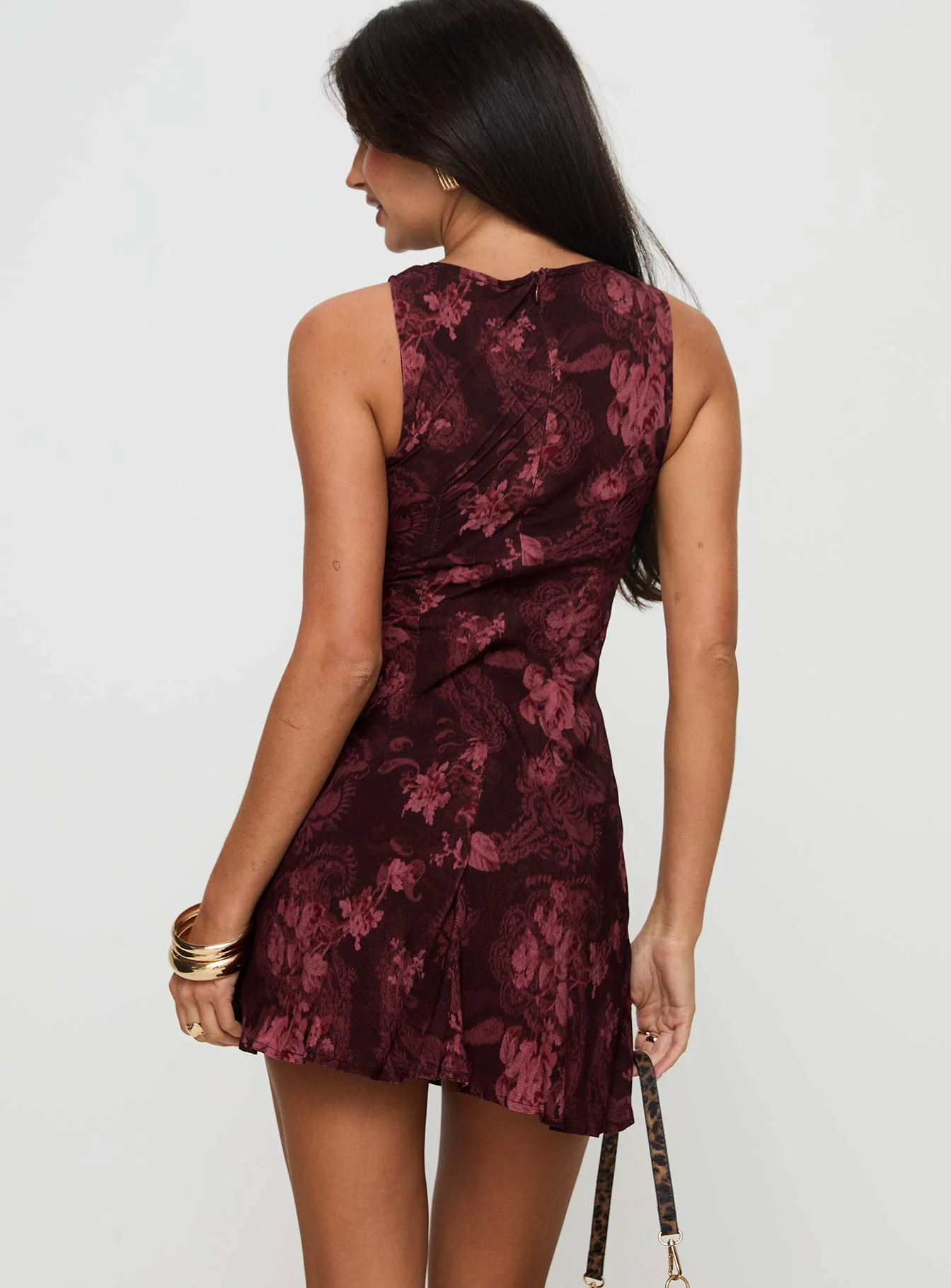 Vivre Mini Dress Burgundy Paisley - luluinthesky