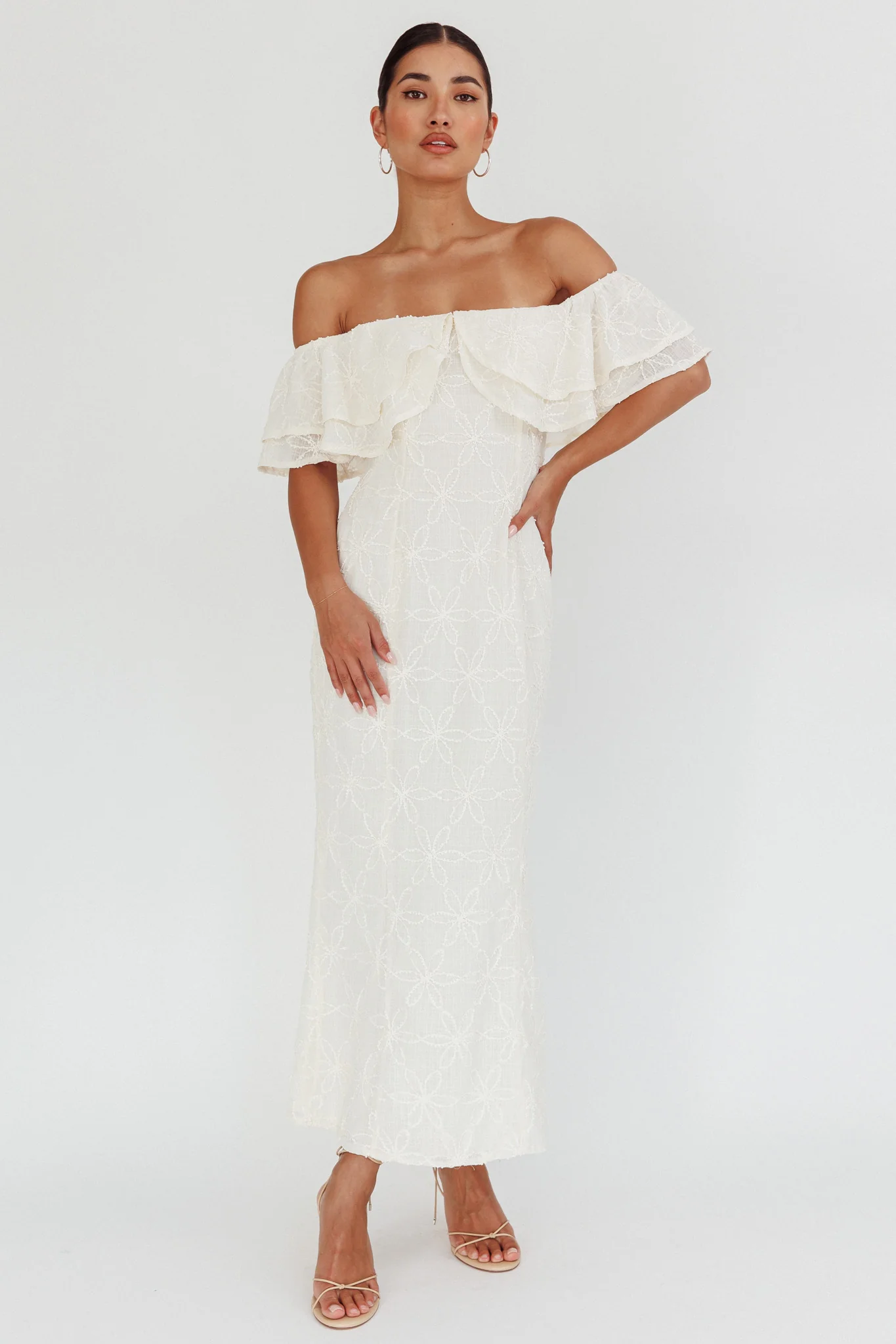 Beauty Within On-Off-Shoulder Maxi Dress Cream - luluinthesky