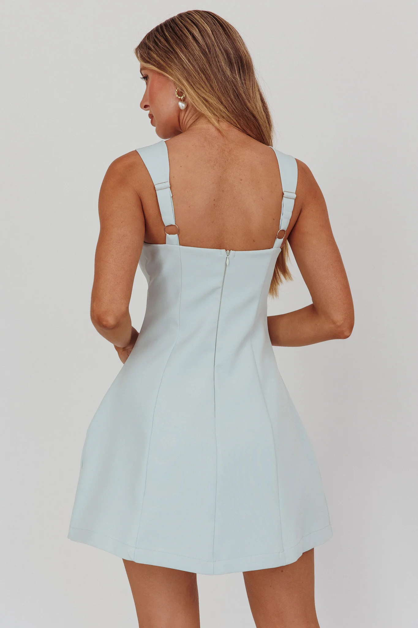 Jordy Structured A-Line Mini Dress Ice Blue - luluinthesky