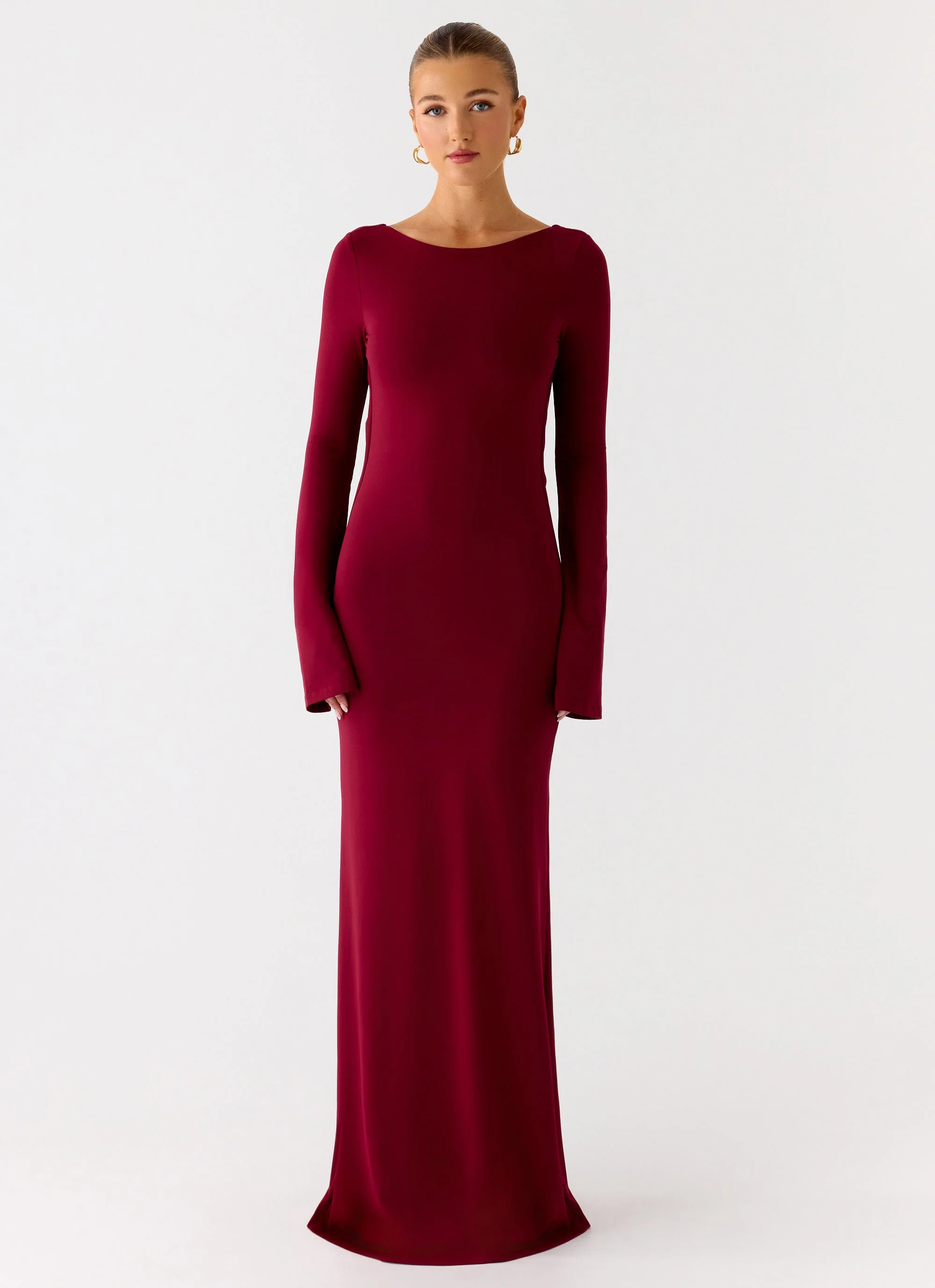 Elmont Long Sleeve Maxi Dress - Dark Cherry - luluinthesky