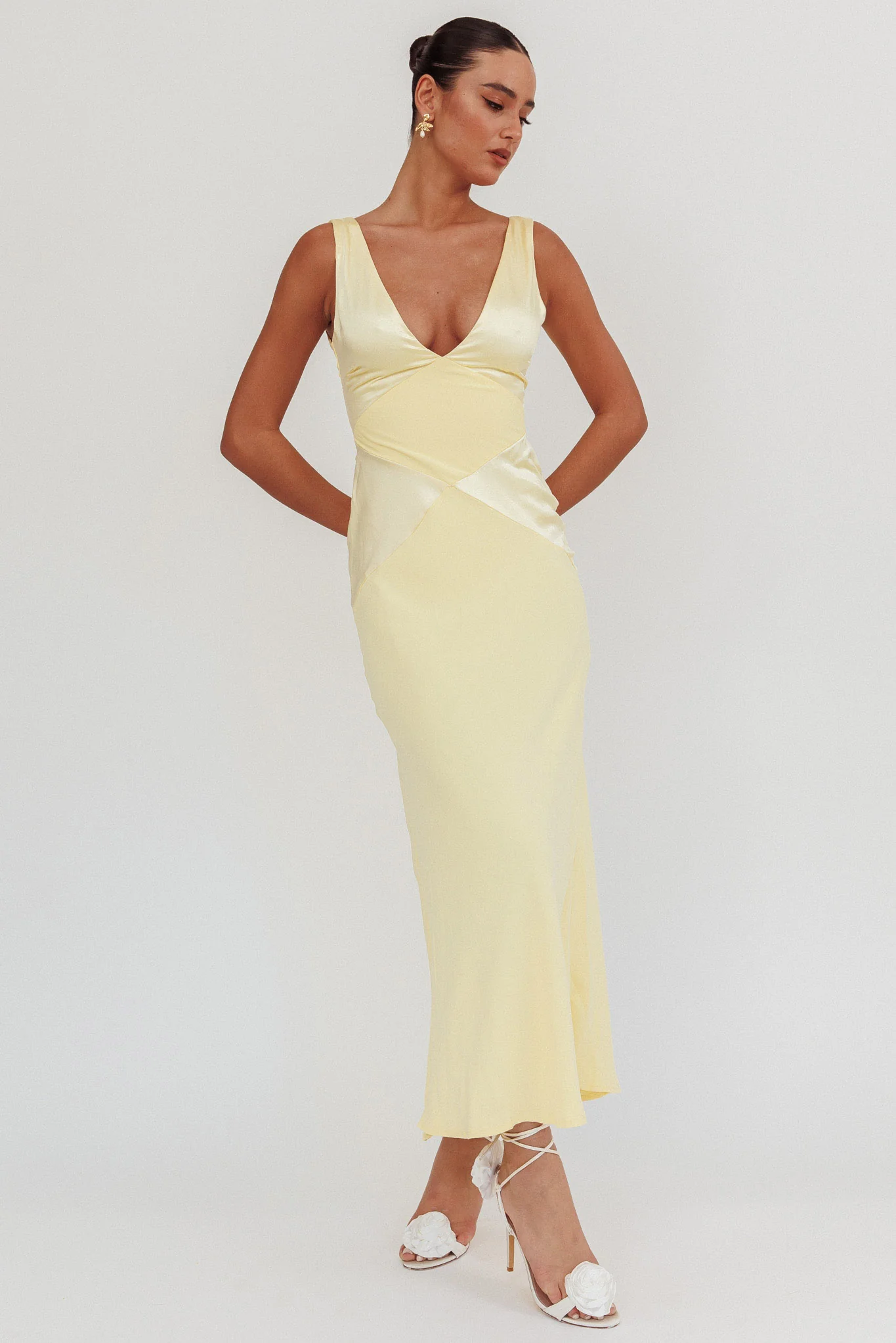 Soul Fire V-Neck Maxi Dress Butter - luluinthesky