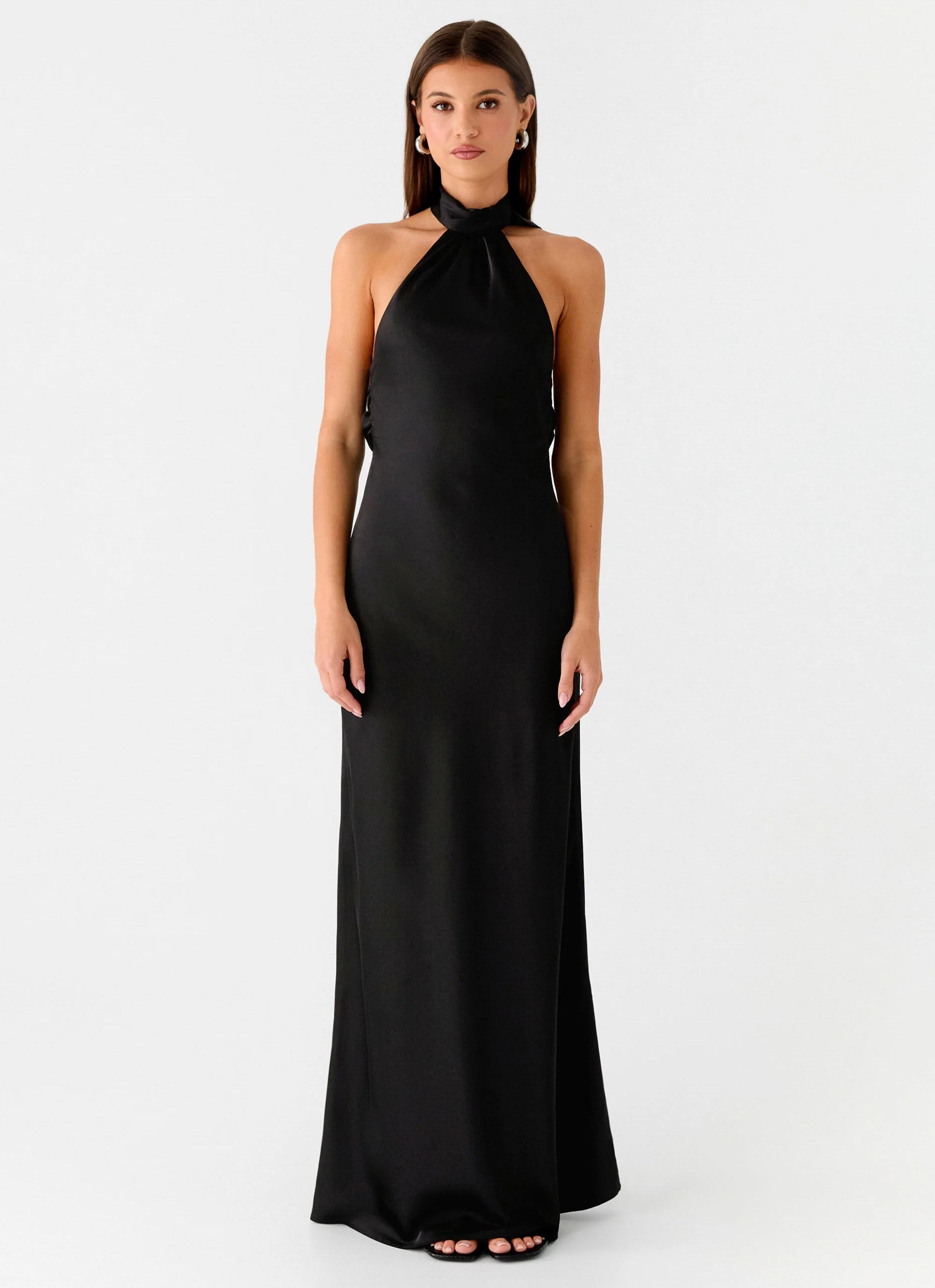 Keena Scarf Maxi Dress - Black - luluinthesky