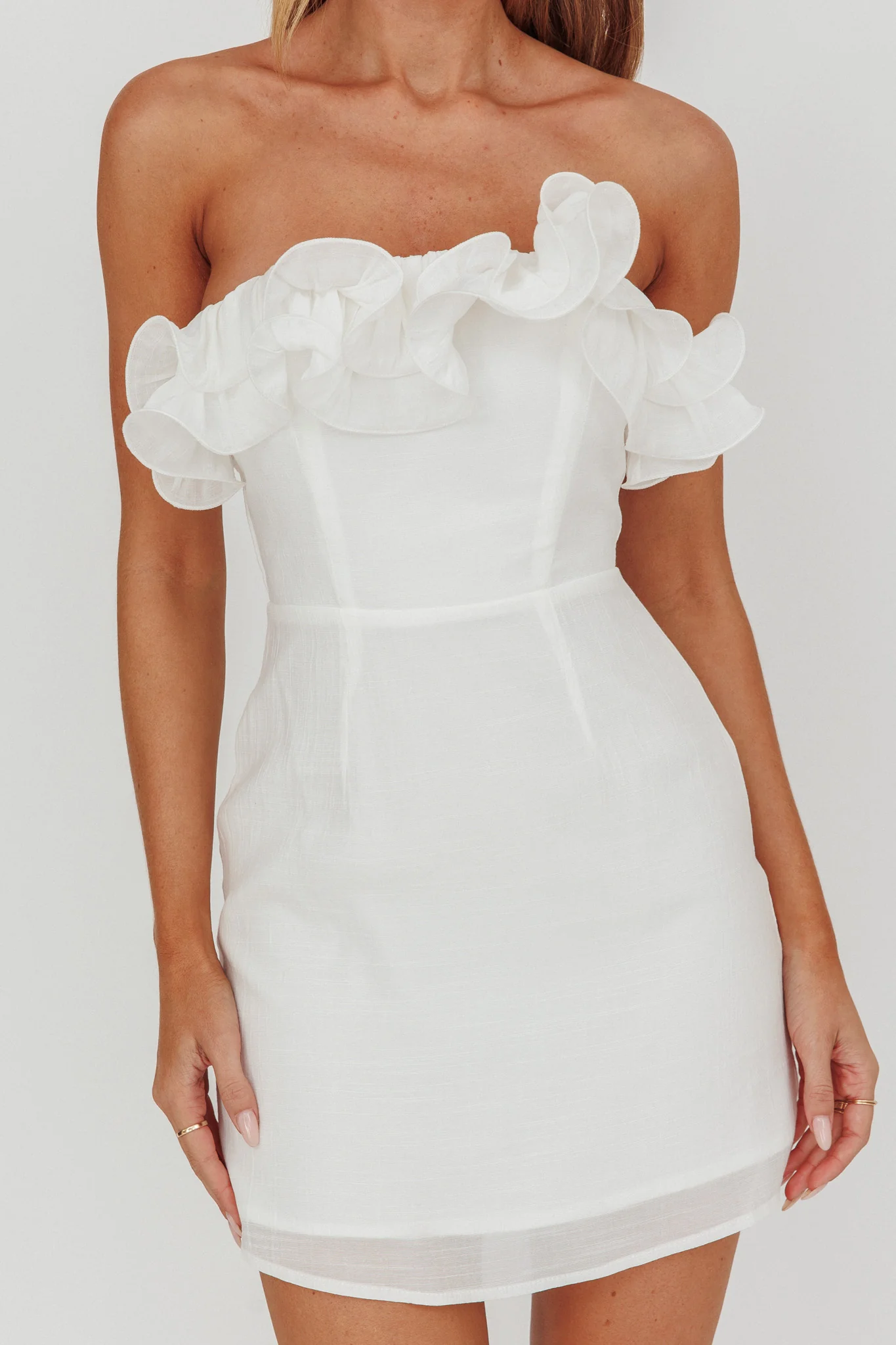 Norah Strapless Mini Dress White - luluinthesky