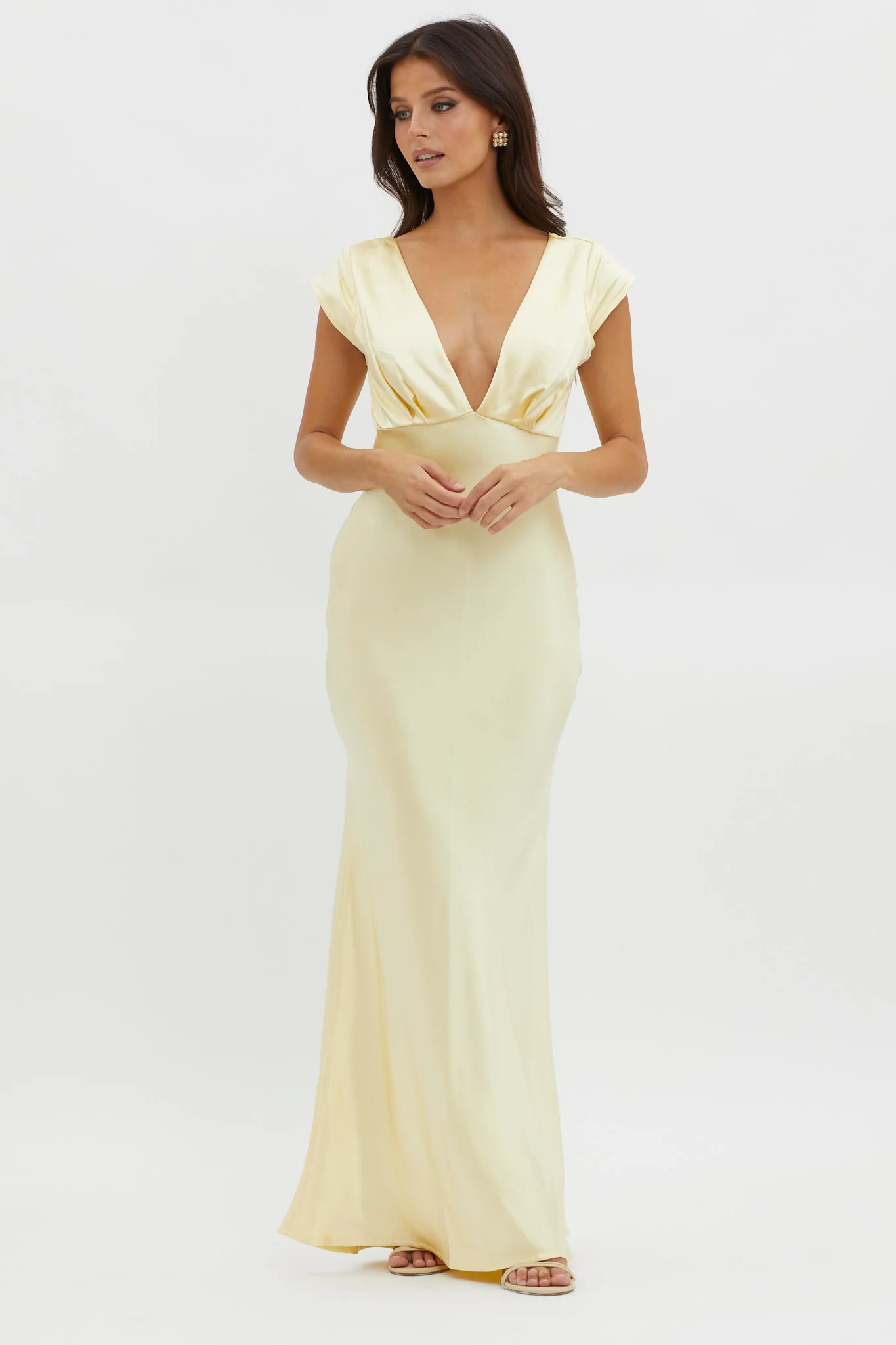 Lucinda V-Neck Twist Back Midi Dress Yellow - luluinthesky
