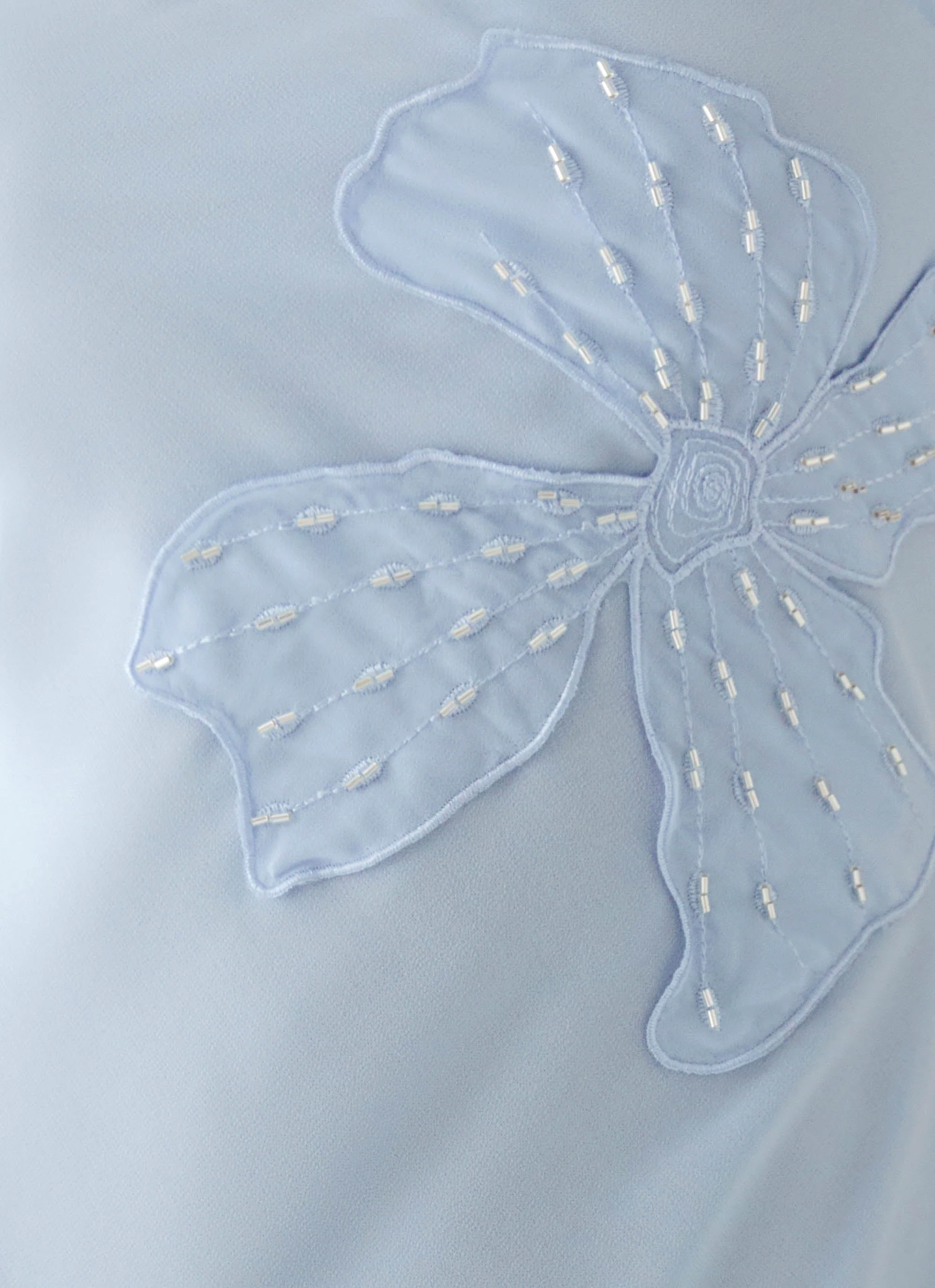 Sassafras Beaded Flower Strapless Maxi Dress - Blue - luluinthesky