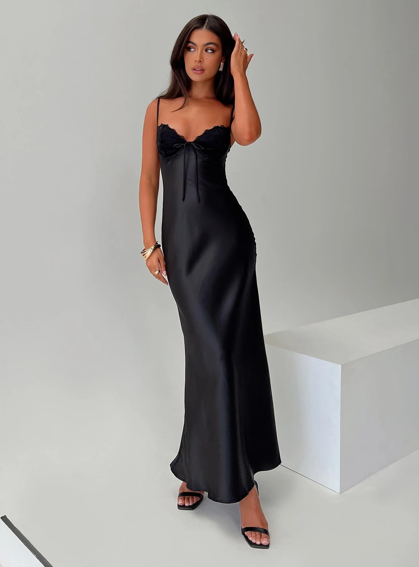 Fadyen Bias Cut Maxi Dress Black - luluinthesky