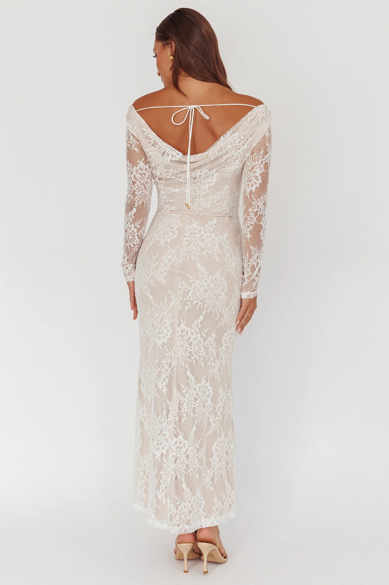 Loveland Off-Shoulder Lace Maxi Dress White - luluinthesky