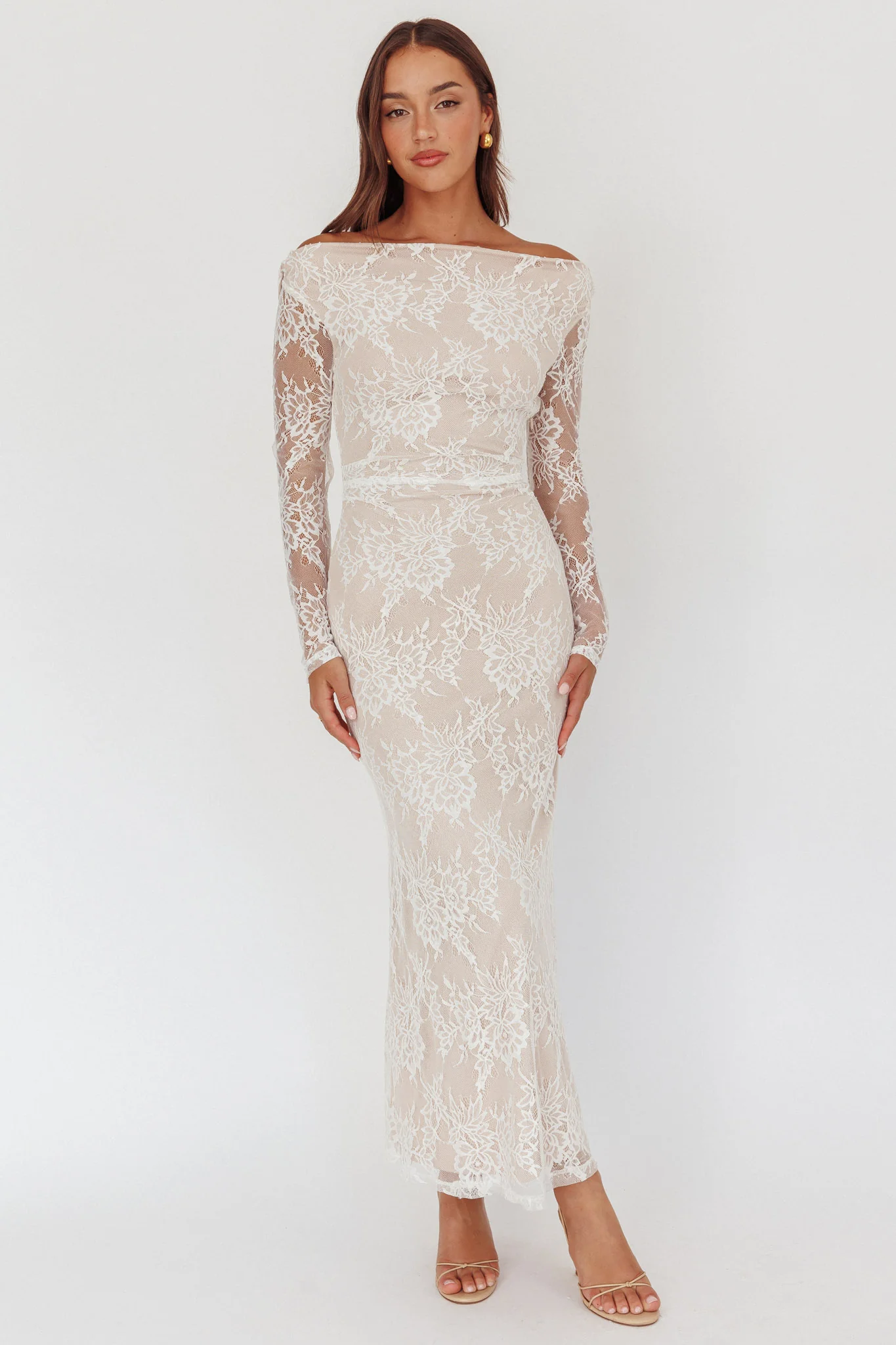 Loveland Off-Shoulder Lace Maxi Dress White - luluinthesky