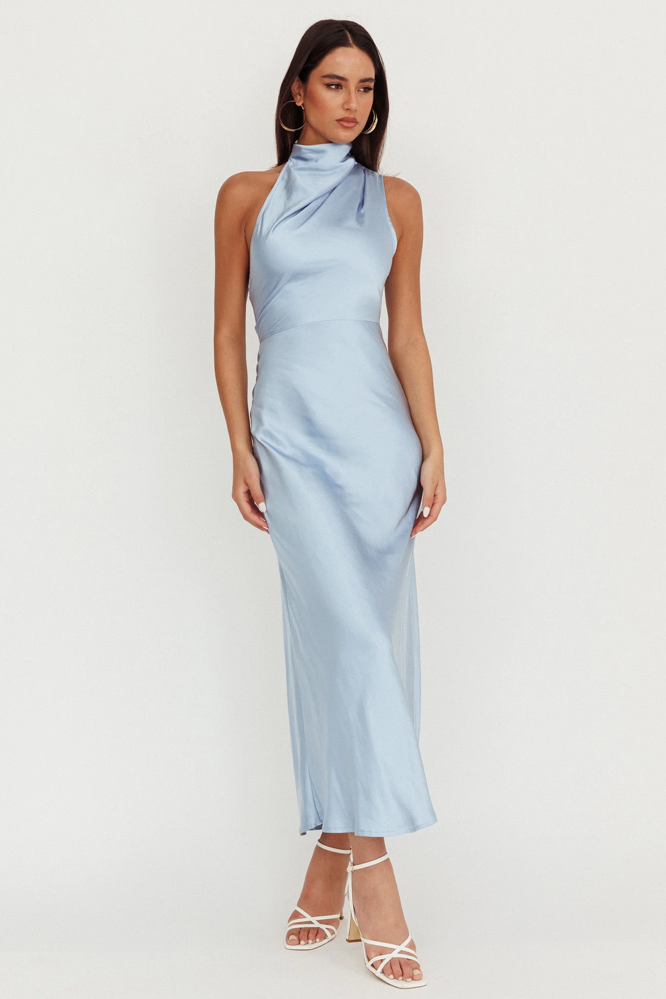 Shana Halterneck Maxi Dress Blue - luluinthesky