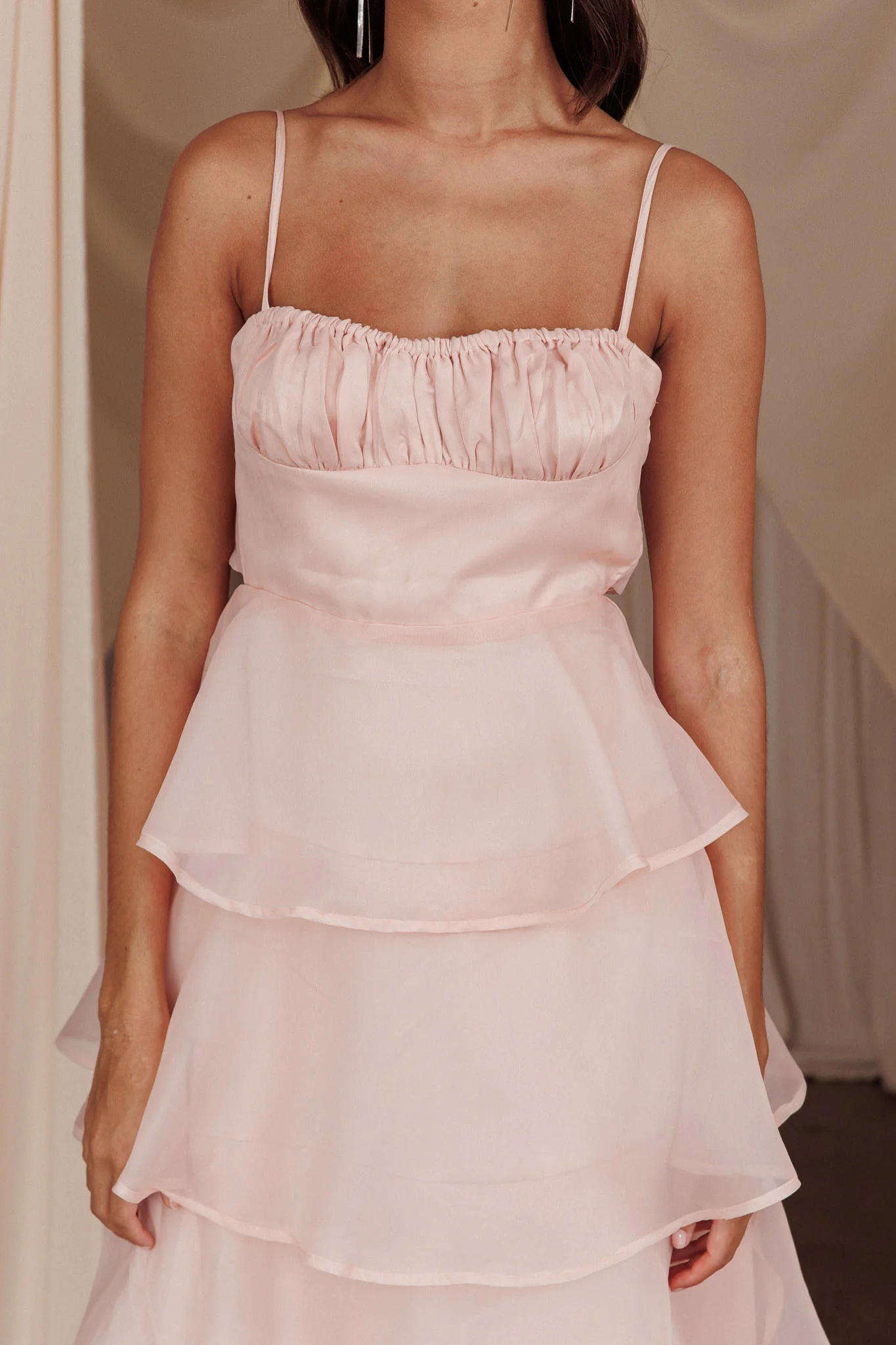 Provence Bloom Tiered Midi Dress Blush - luluinthesky