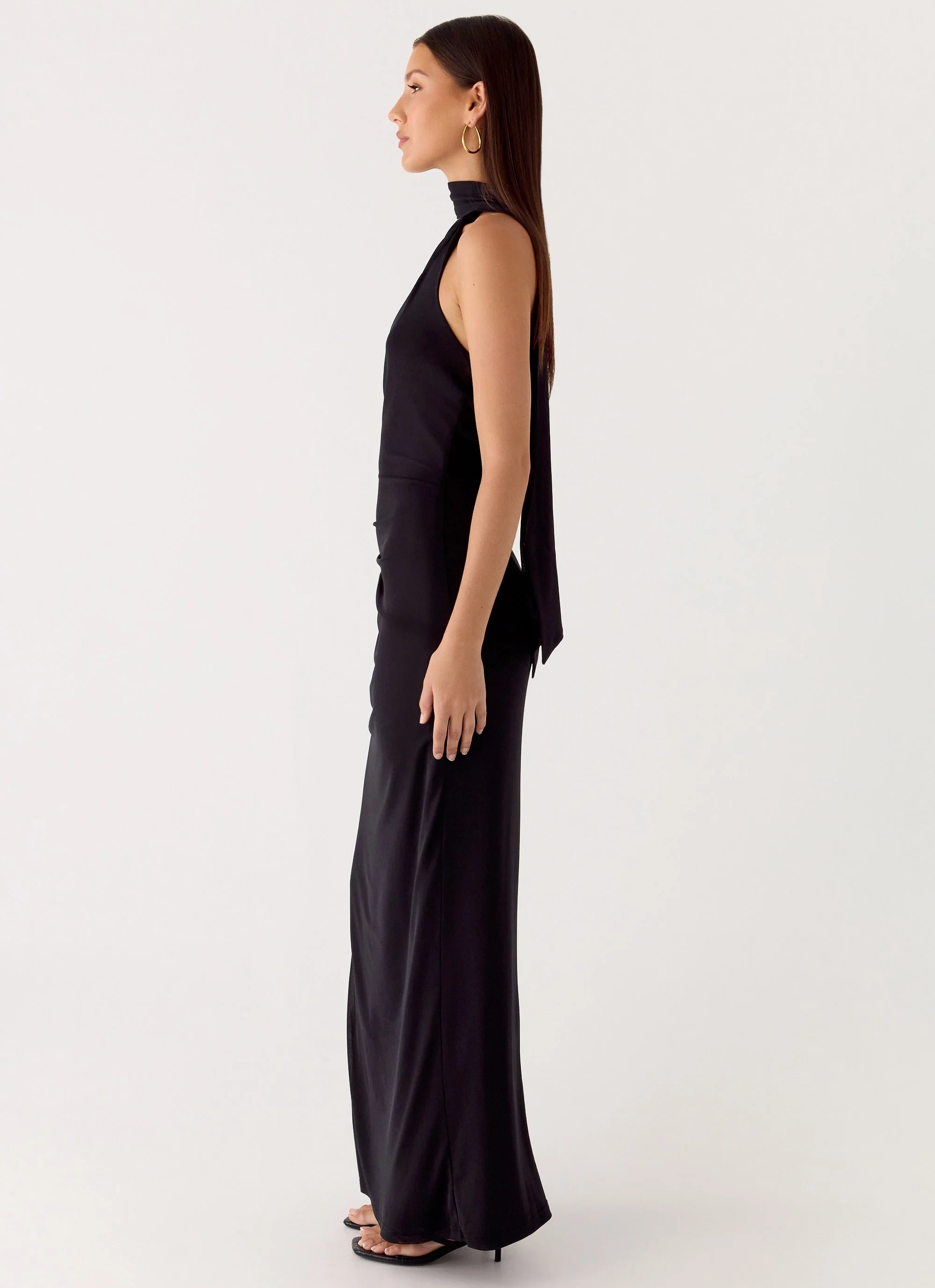 Velvet Vacation Scarf Maxi Dress - Black - luluinthesky