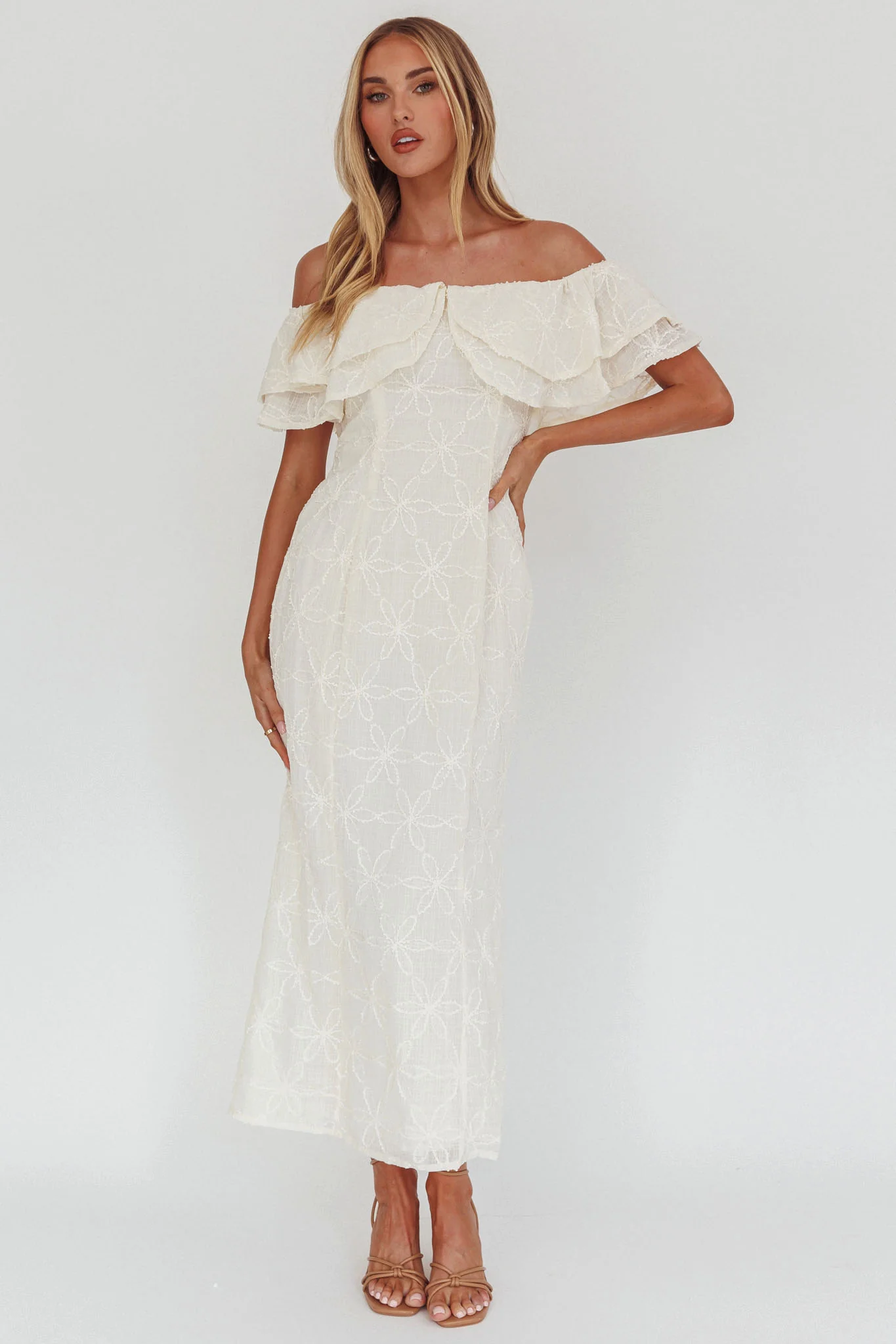 Beauty Within On-Off-Shoulder Maxi Dress Cream - luluinthesky