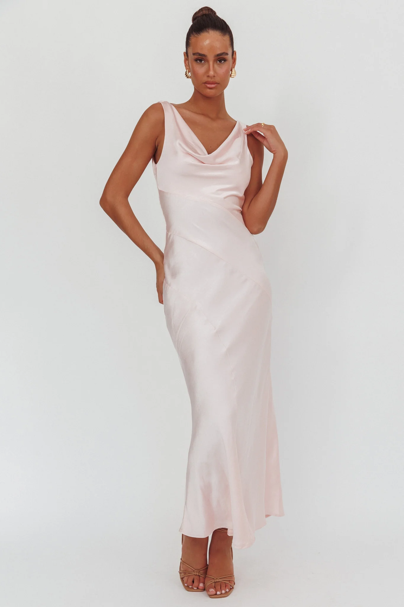 Good Intentions Cowl Neck Open Back Maxi Dress Pink - luluinthesky