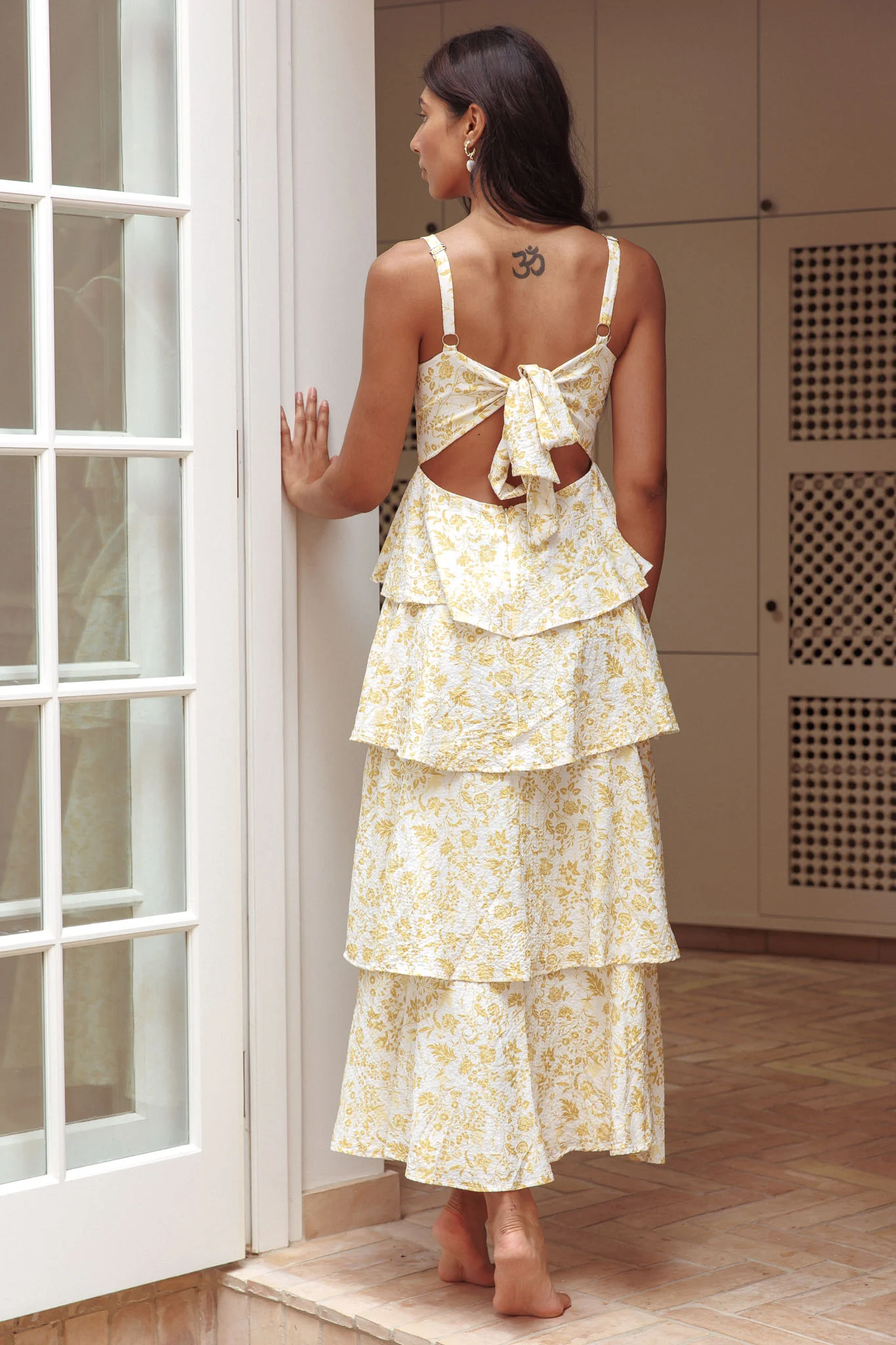 Provence Bloom Tiered Midi Dress Floral Yellow - luluinthesky