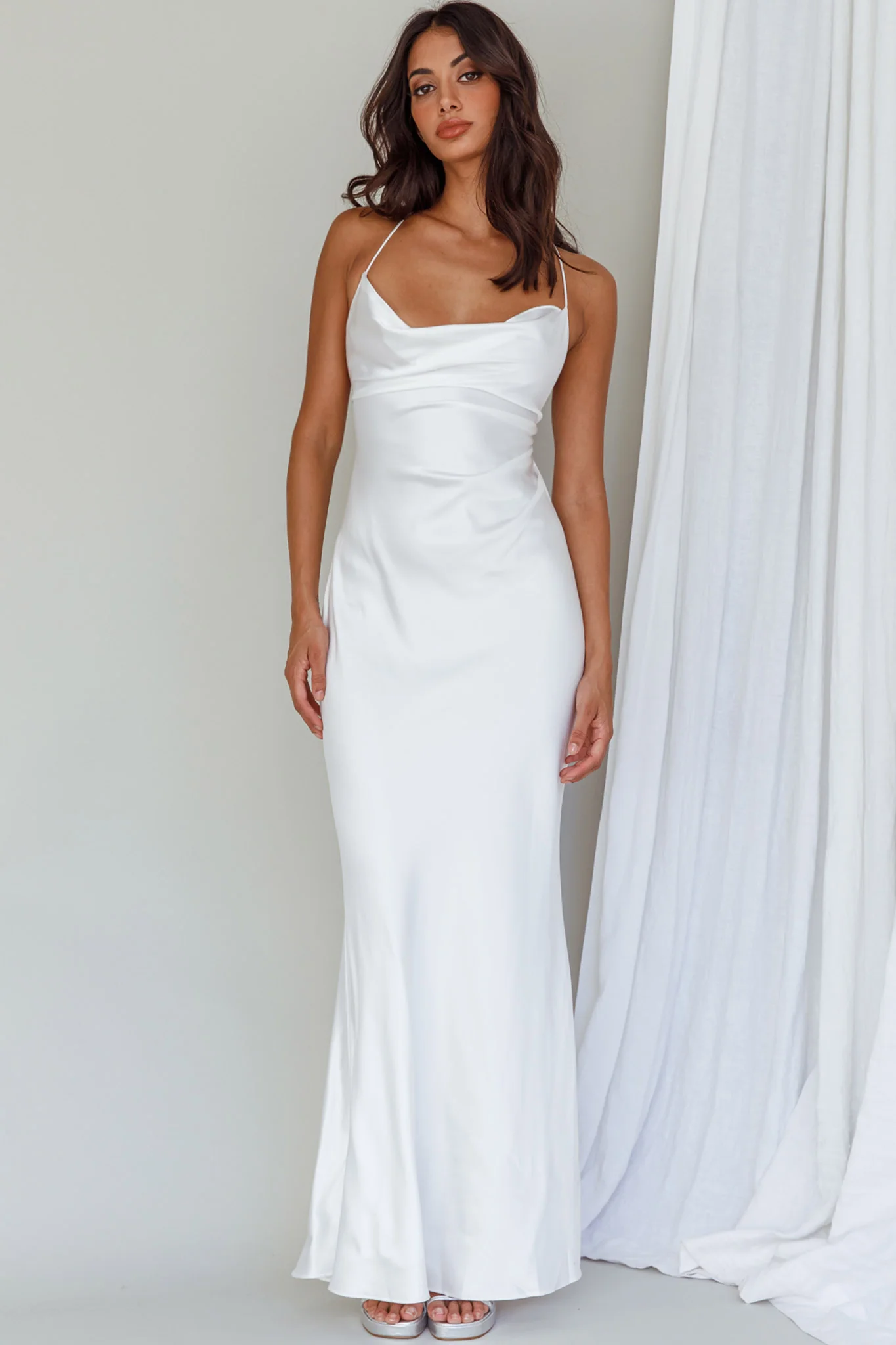 Palma Low Back Strappy Maxi Dress White - luluinthesky