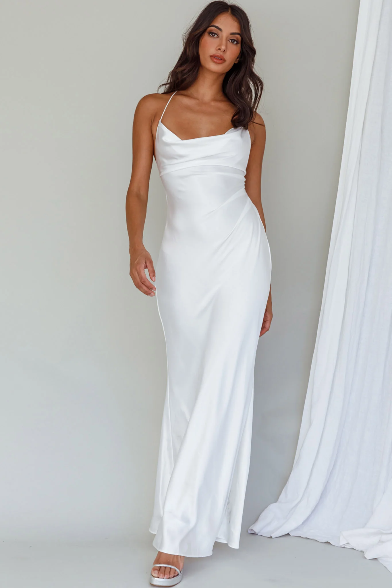 Palma Low Back Strappy Maxi Dress White - luluinthesky