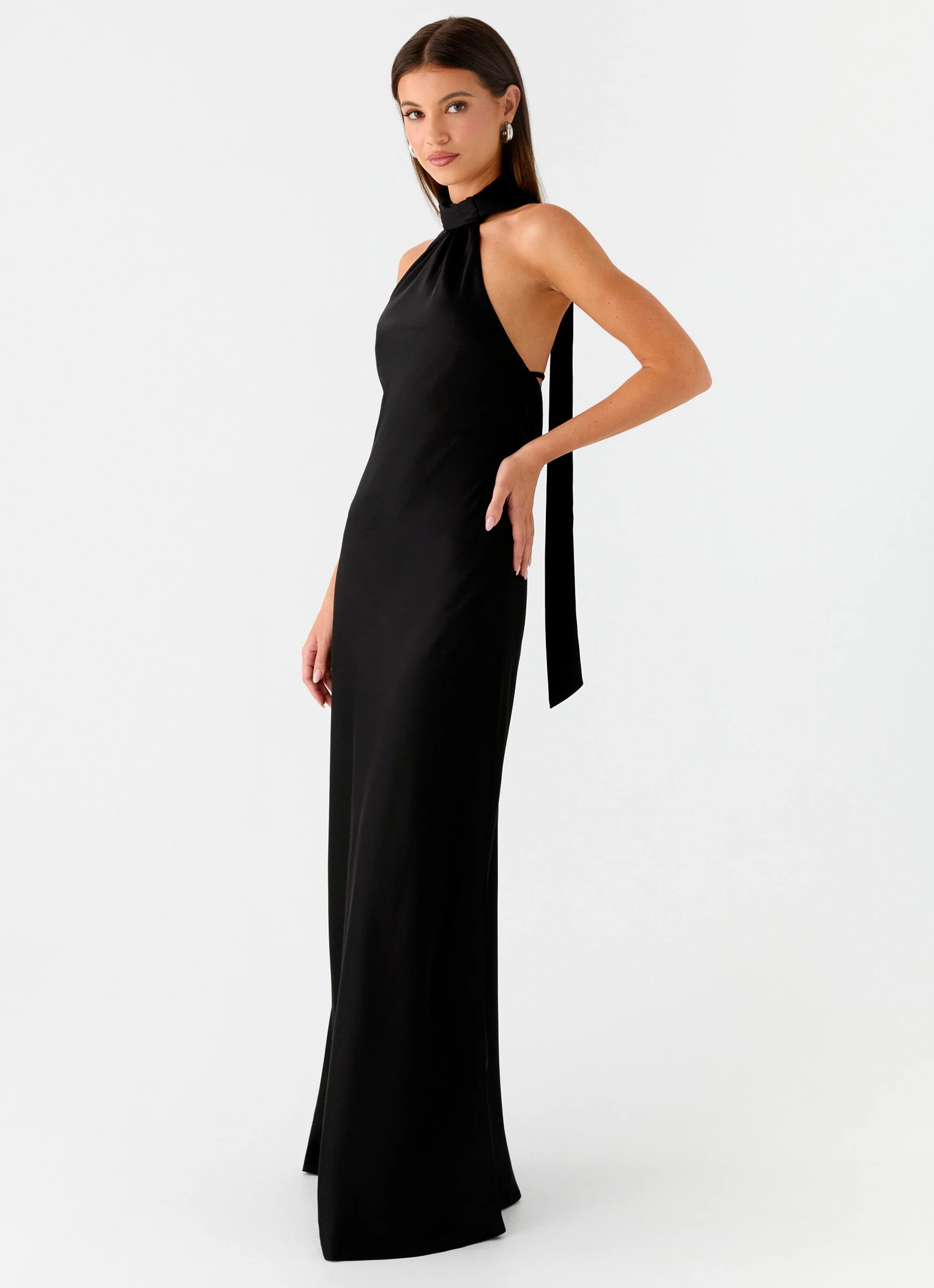 Keena Scarf Maxi Dress - Black - luluinthesky