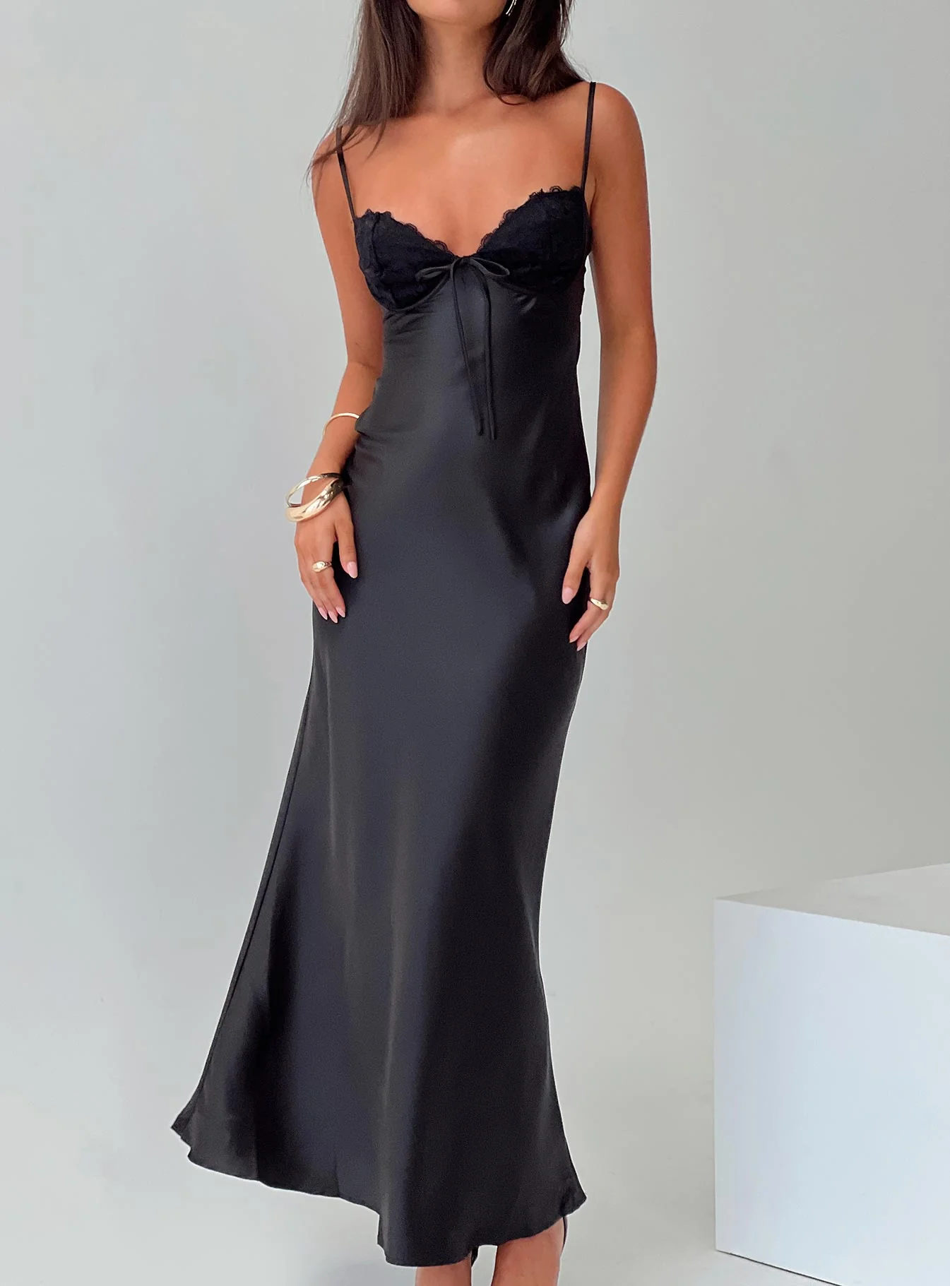 Fadyen Bias Cut Maxi Dress Black - luluinthesky
