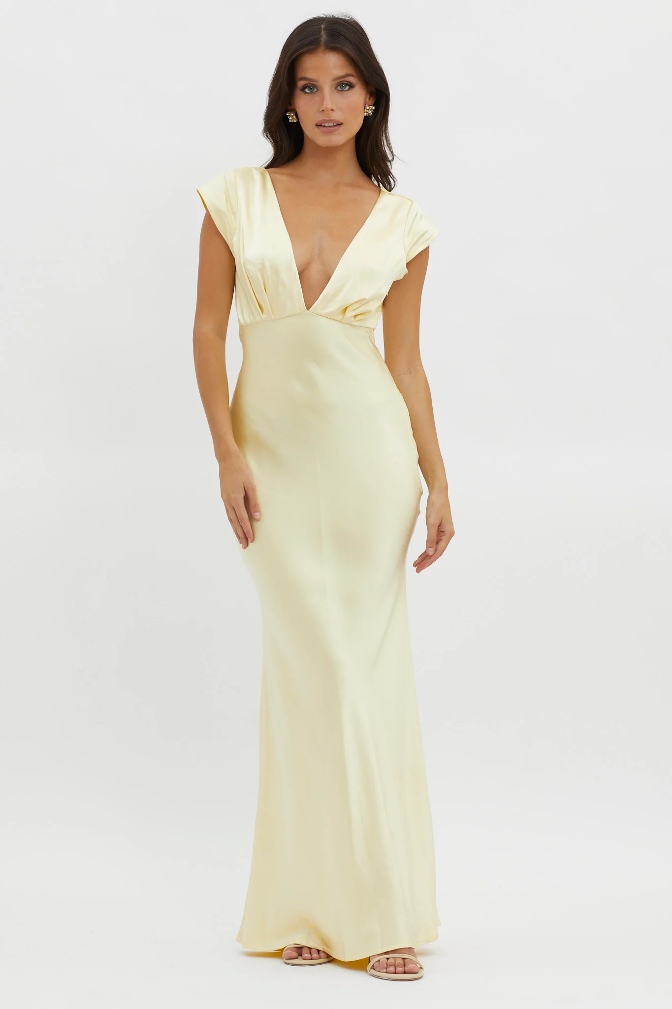 Lucinda V-Neck Twist Back Midi Dress Yellow - luluinthesky