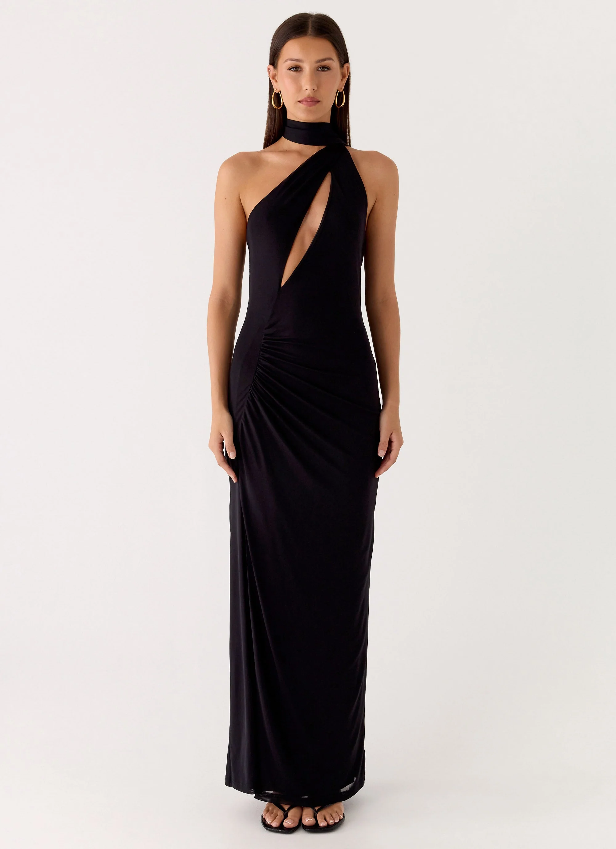 Velvet Vacation Scarf Maxi Dress - Black - luluinthesky