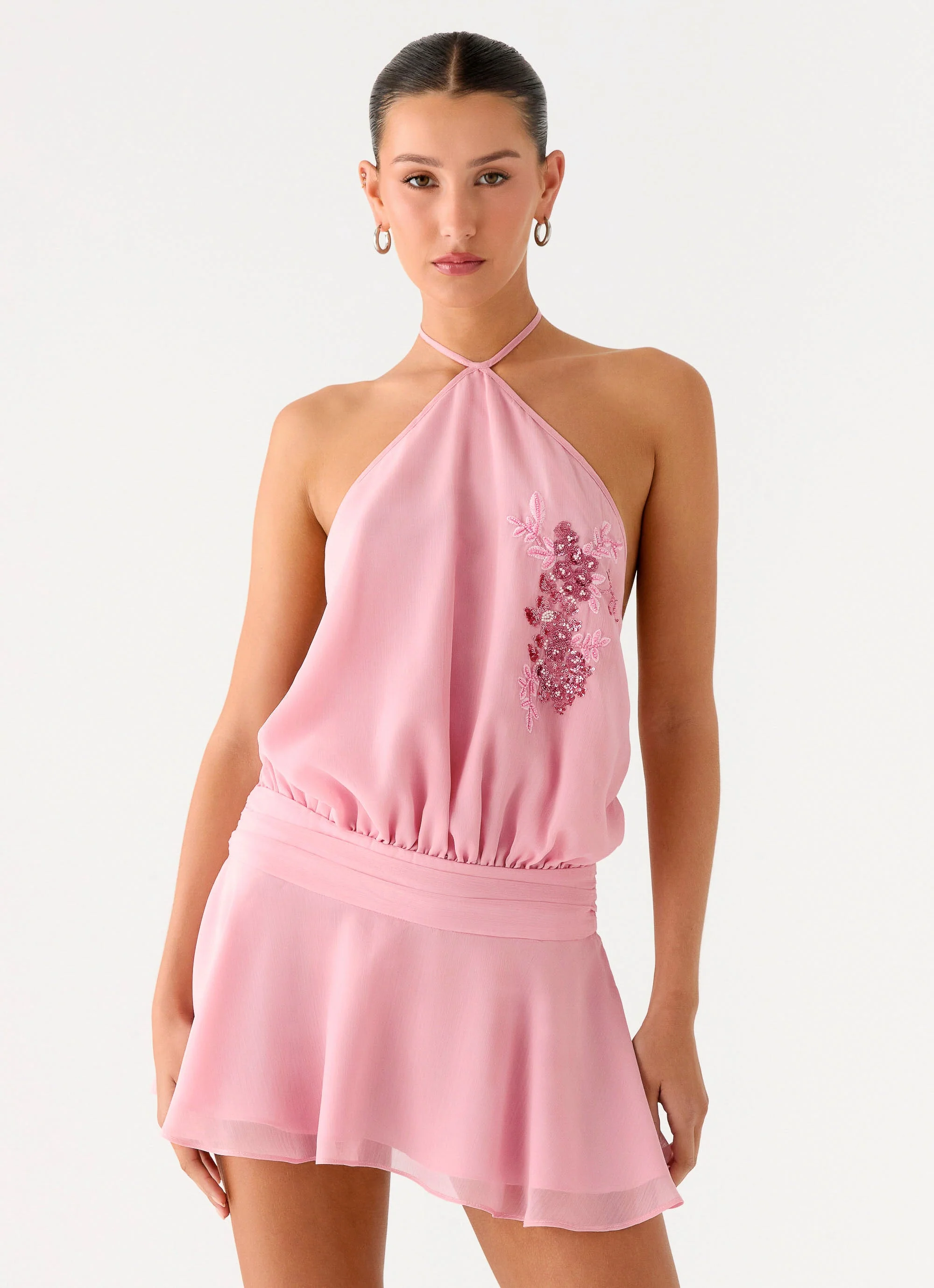 This Love Halter Mini Dress - Pink - luluinthesky