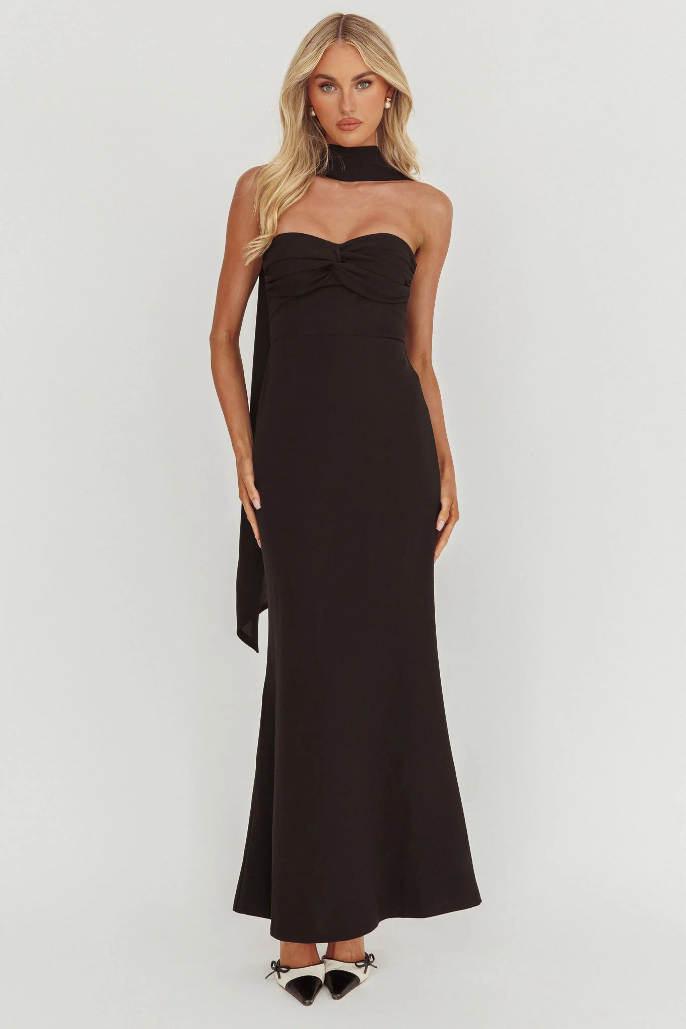 Of The Night Twist Bust Maxi Dress Black - luluinthesky