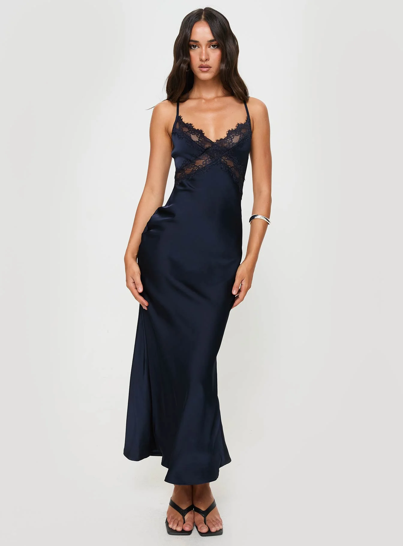 Treasure Bias Cut Maxi Dress Navy - luluinthesky