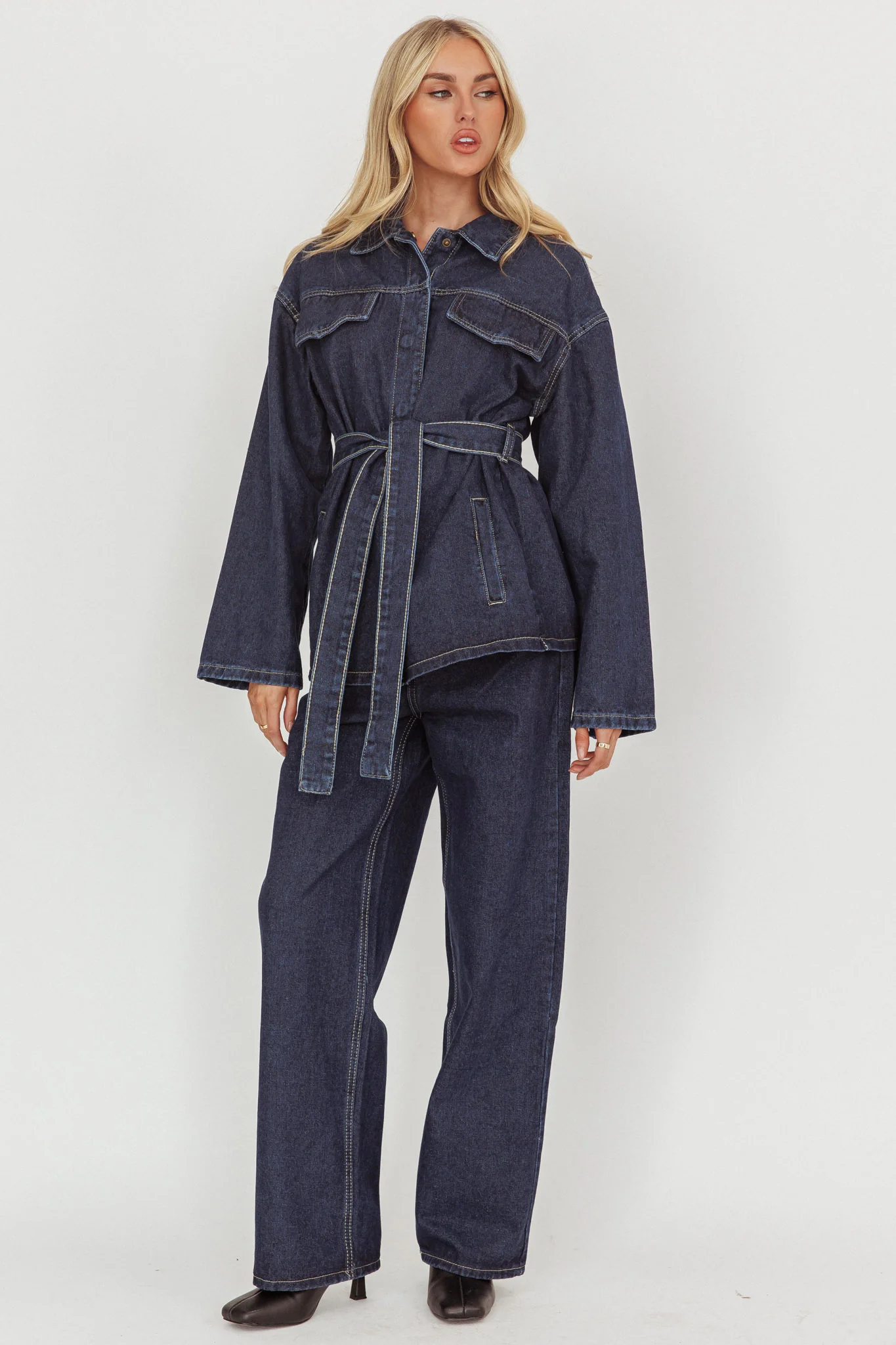 Belisse Straight Leg Pants Denim Blue - luluinthesky