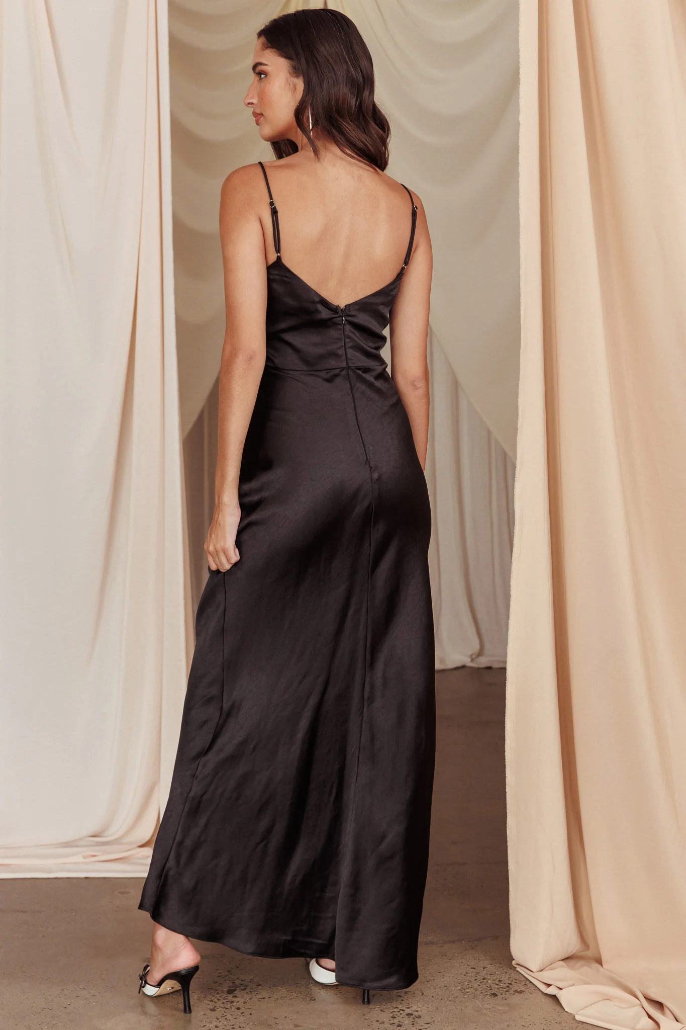 Her Theory Lace Insert Maxi Dress Black - luluinthesky