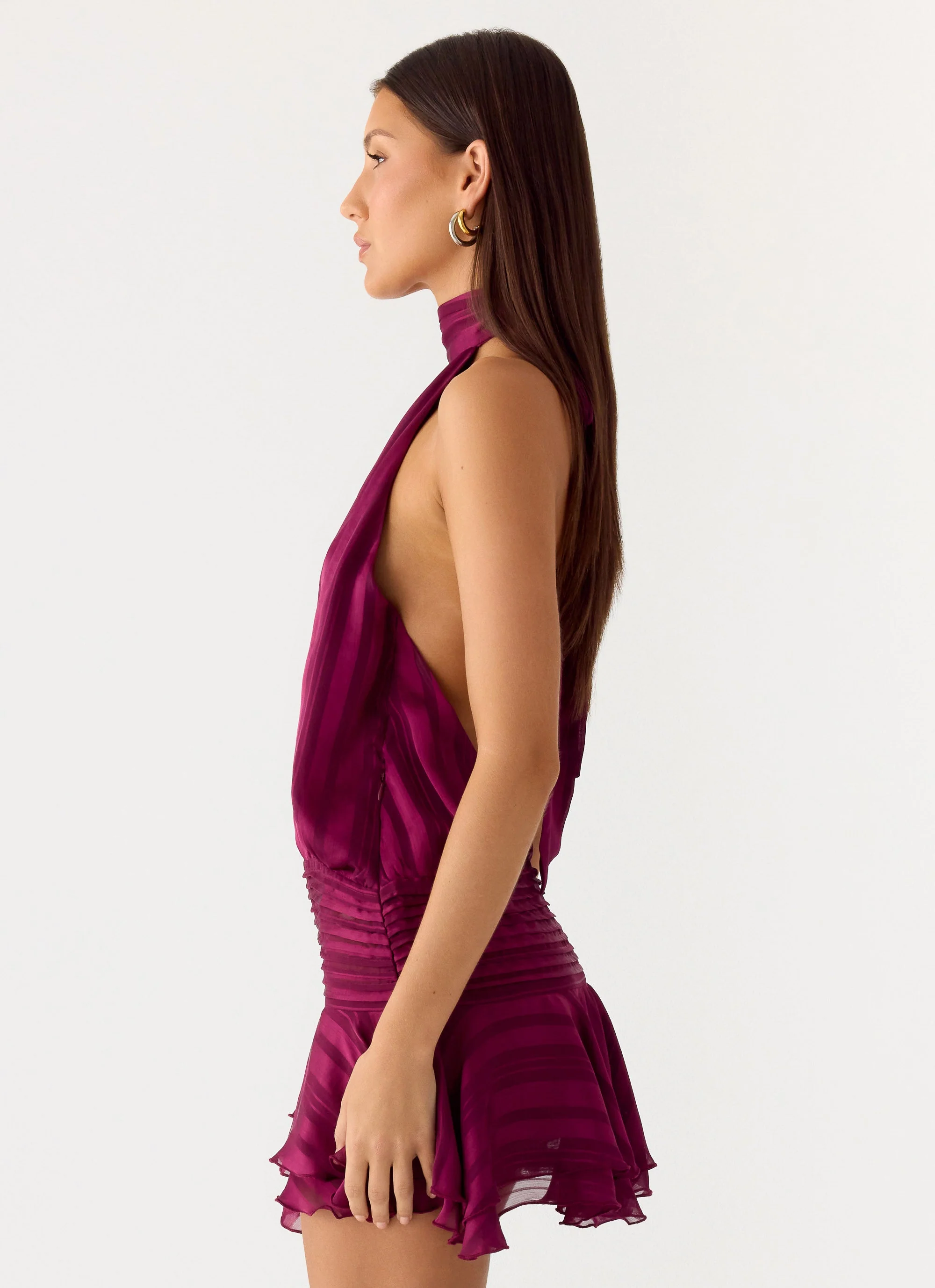 Willow Chiffon Mini Dress - Plum - luluinthesky
