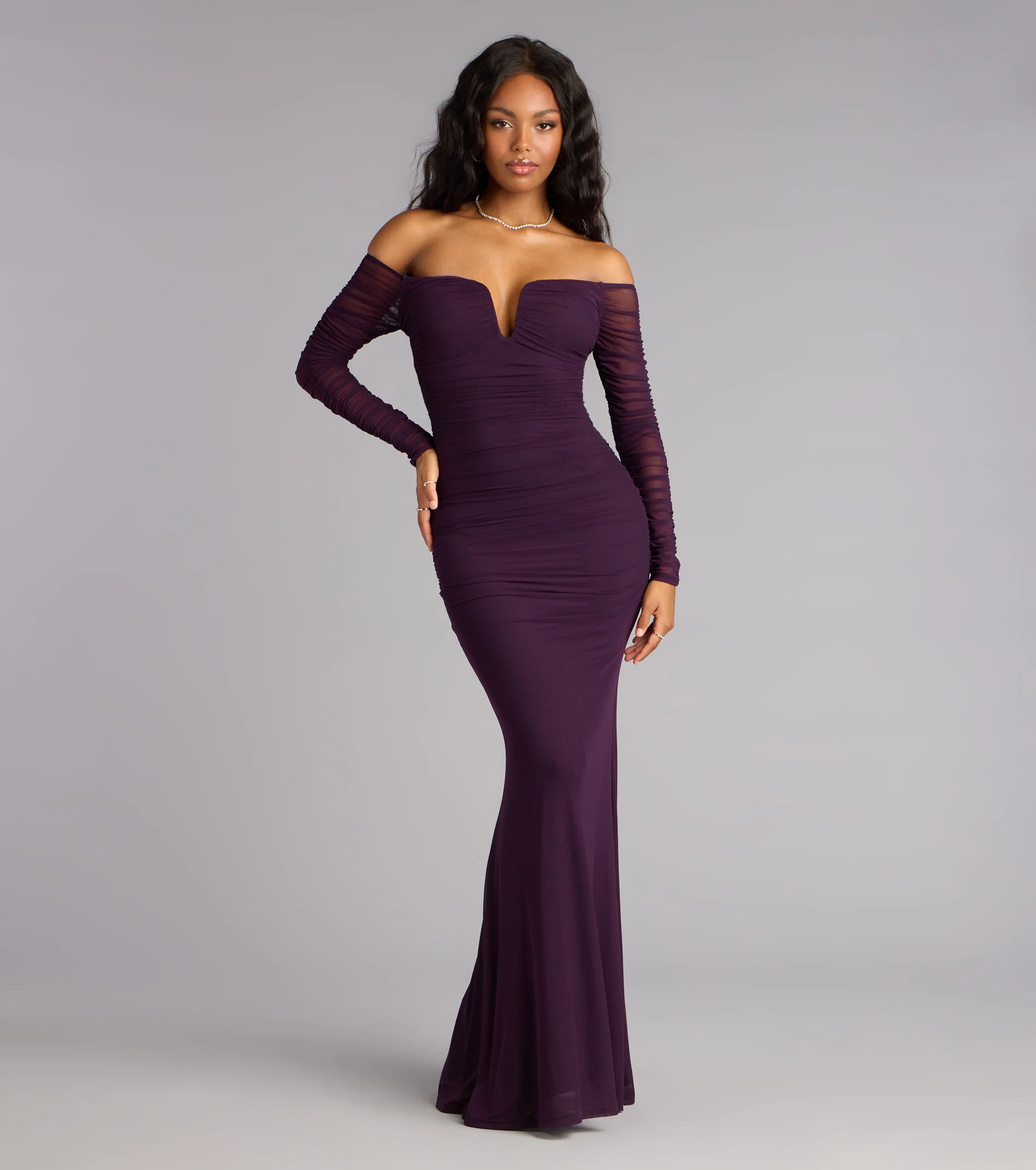 Marla Mesh Off-The-Shoulder Formal Dress - luluinthesky