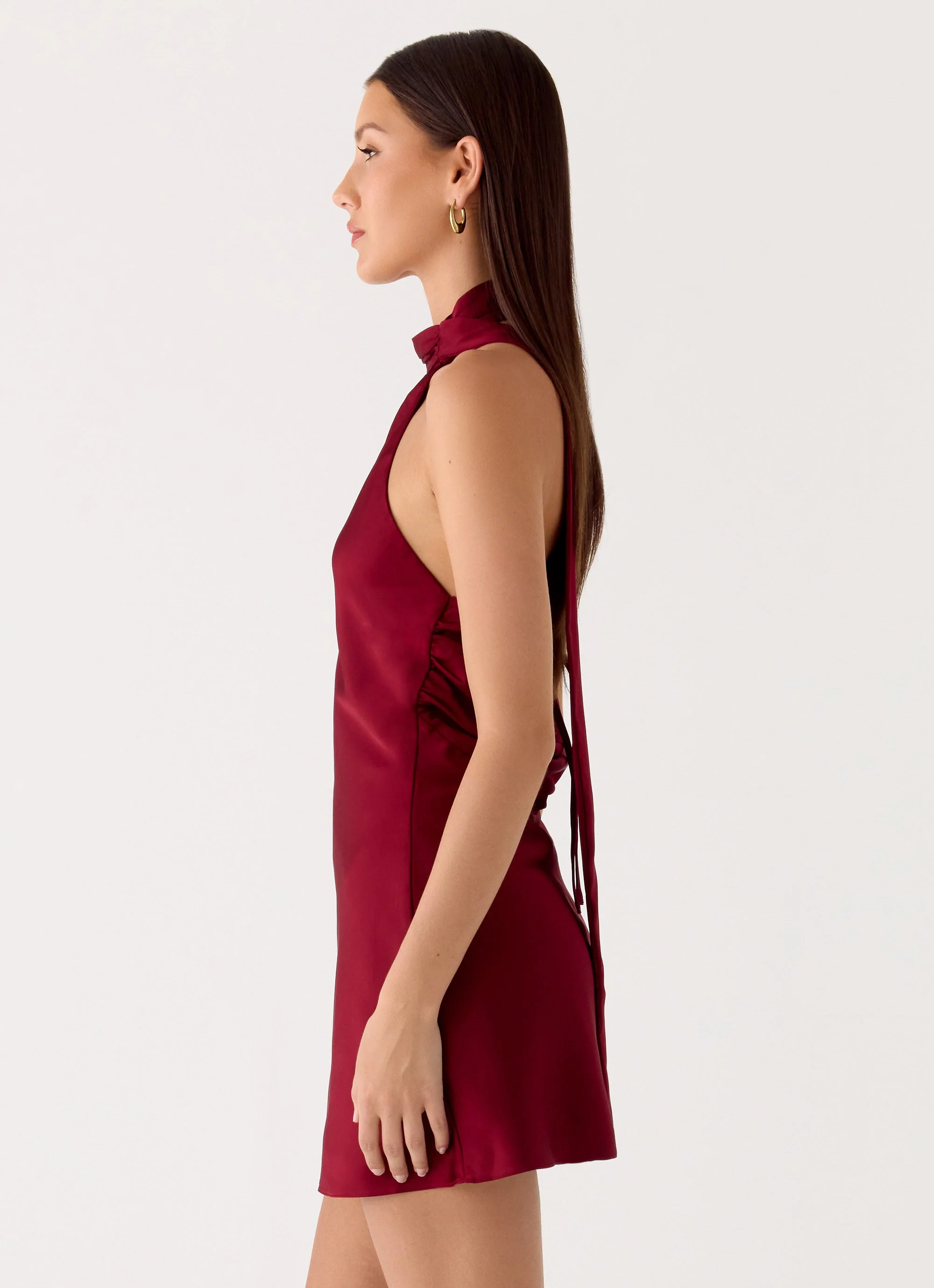 Keena Scarf Mini Dress - Burgundy - luluinthesky