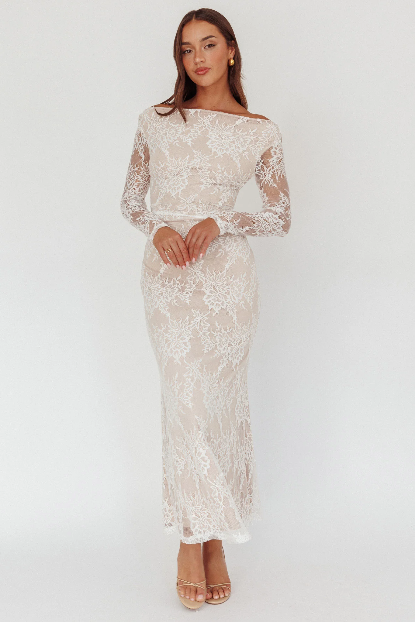 Loveland Off-Shoulder Lace Maxi Dress White - luluinthesky