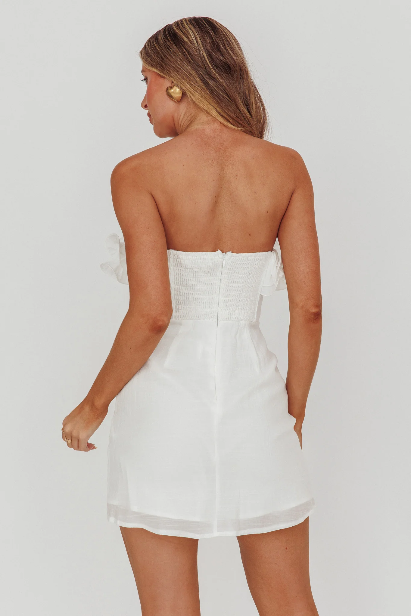 Norah Strapless Mini Dress White - luluinthesky