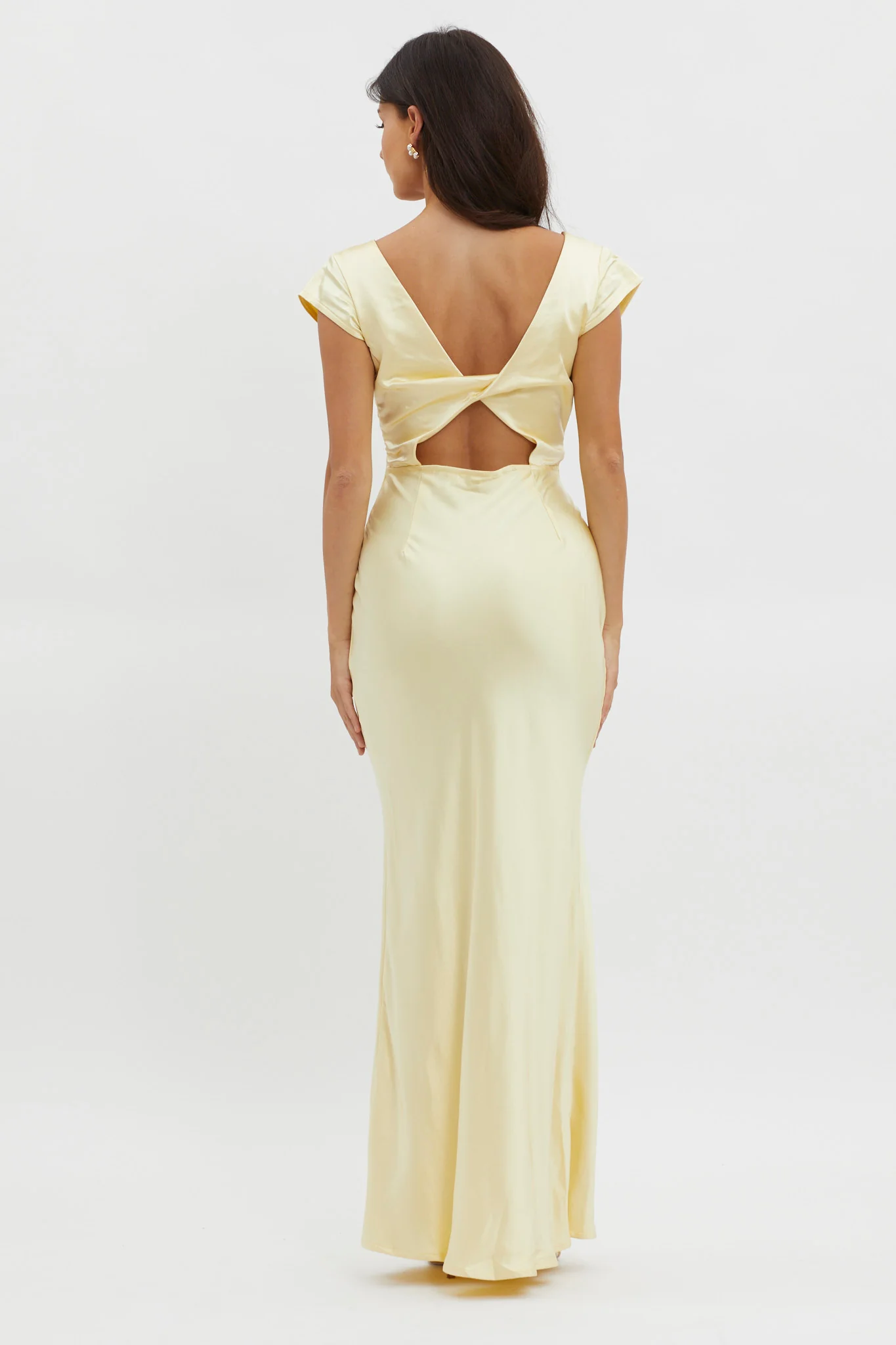 Lucinda V-Neck Twist Back Midi Dress Yellow - luluinthesky