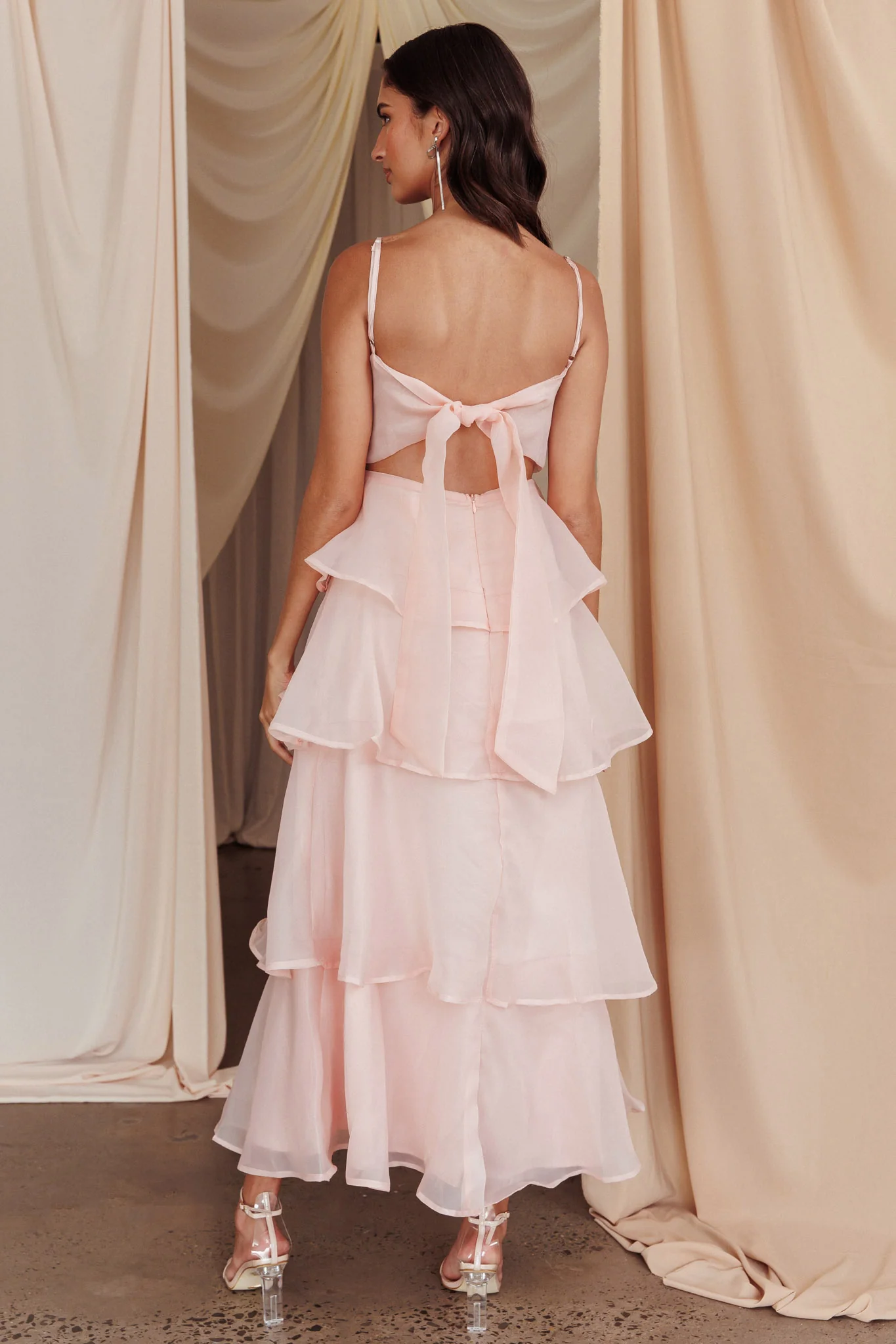 Provence Bloom Tiered Midi Dress Blush - luluinthesky