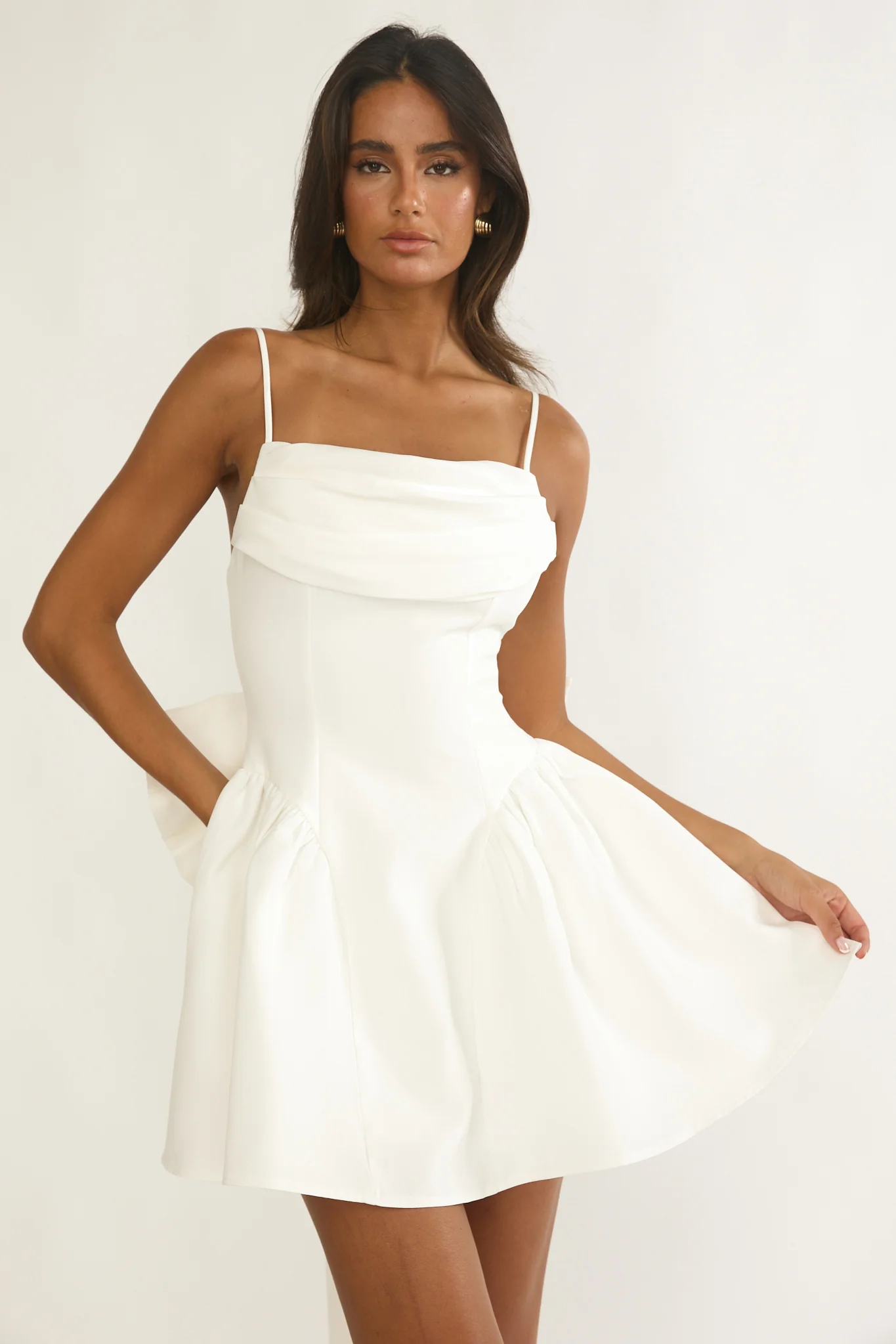 Wilder Oversized Back Bow Mini Dress White - luluinthesky