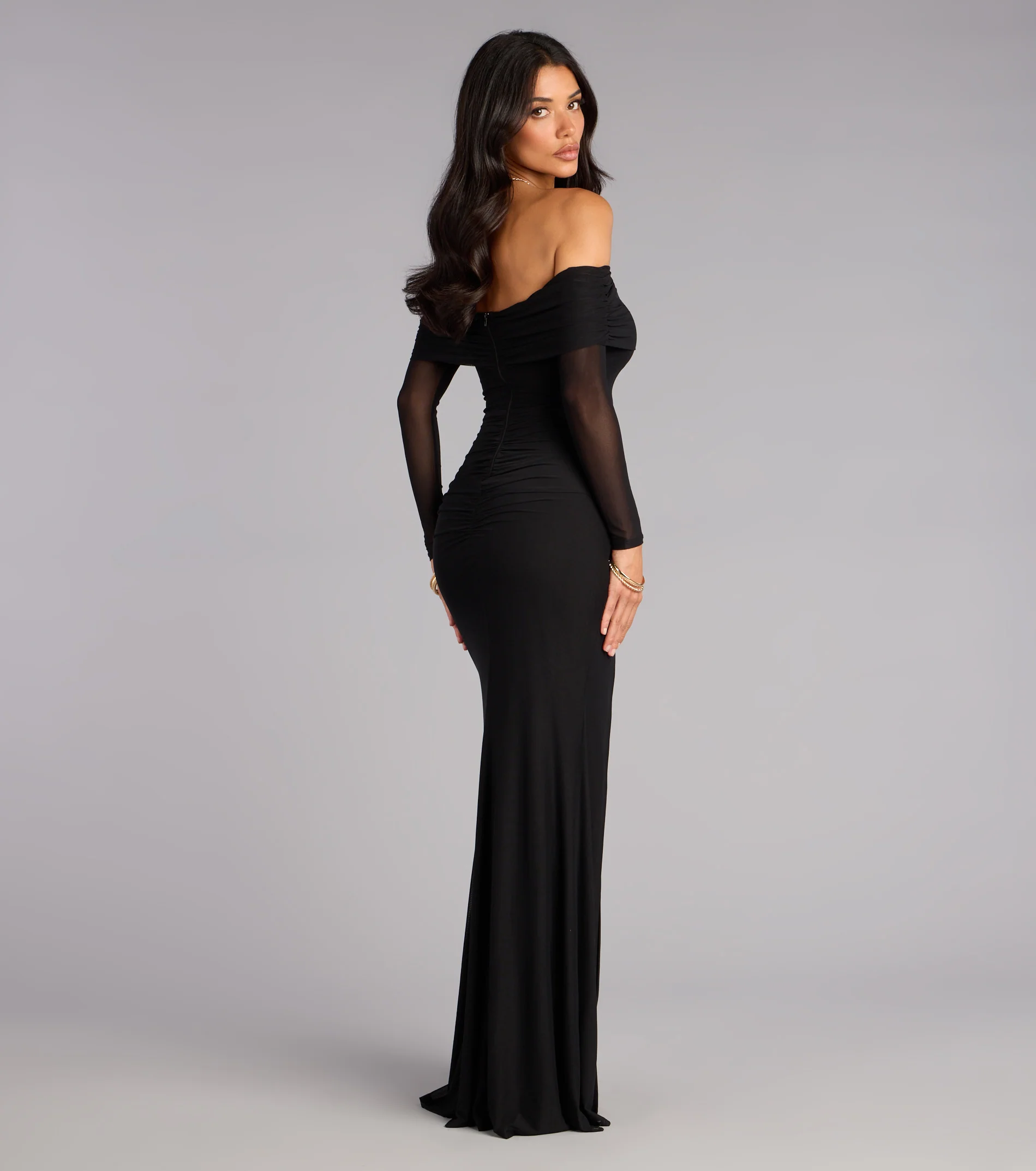 Sandy Off-The-Shoulder Mesh Formal Dress - luluinthesky