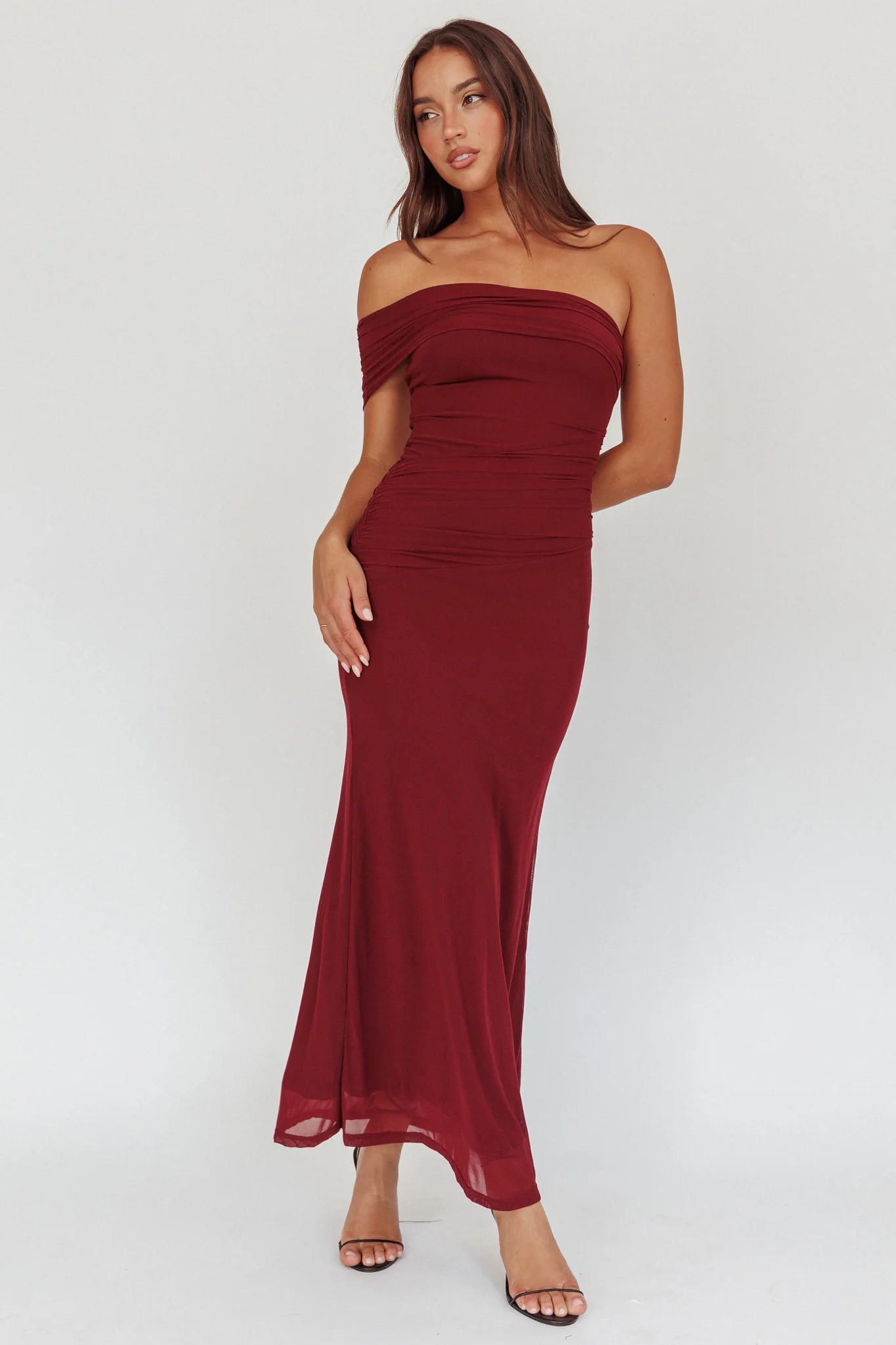 Gala One-Shoulder Maxi Dress Wine - luluinthesky