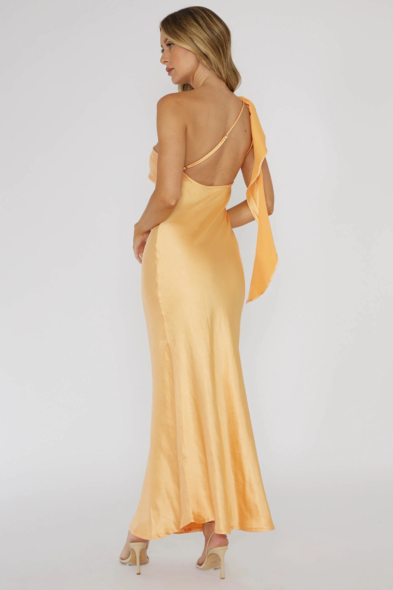 Carmel One-Shoulder Sash Maxi Dress Rockmelon - luluinthesky